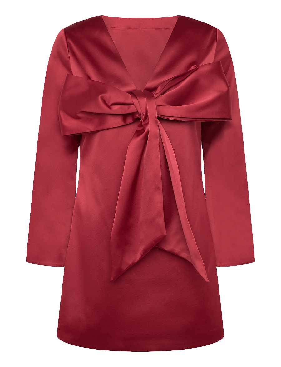 Malina - Elna Bow Detailed Mini Dress - kurze kleider - deep red - 0