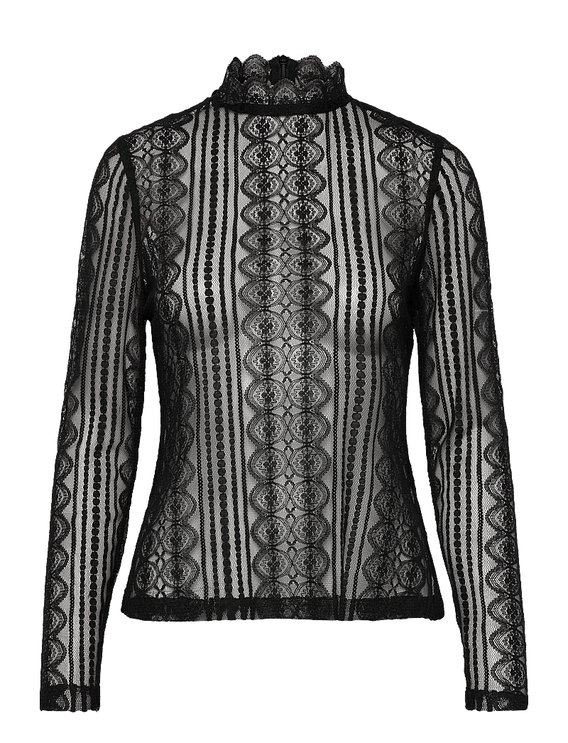 Malina - Fei lace top - långärmade blusar - black - 1