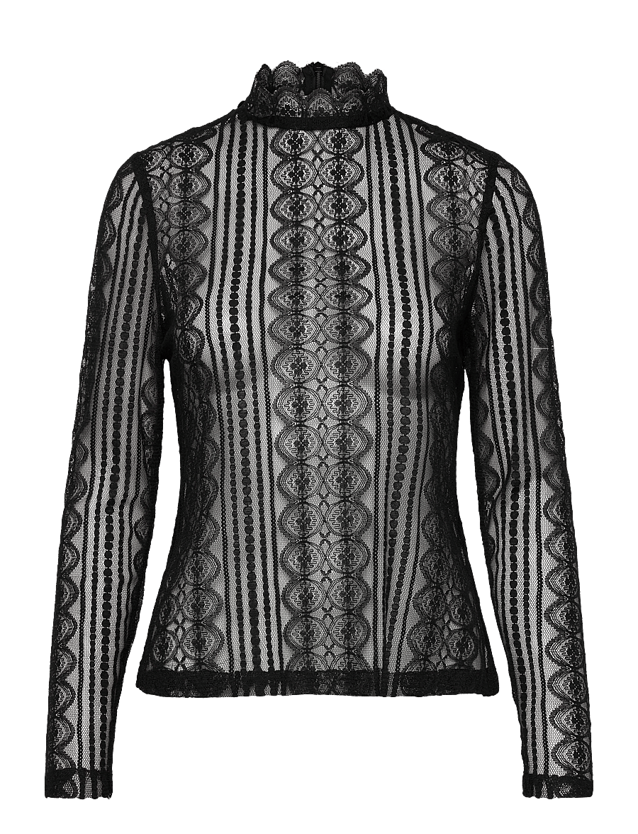 Malina - Fei lace top - pitkähihaiset puserot - black - 1