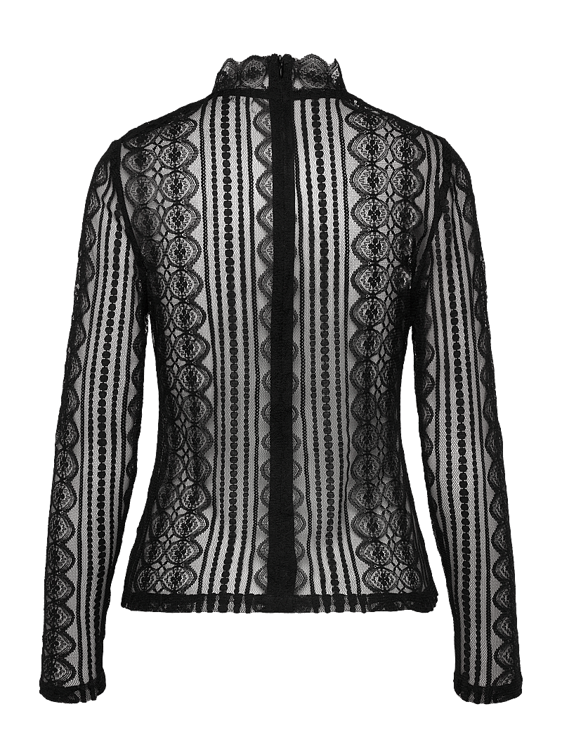 Malina - Fei lace top - långärmade blusar - black - 2