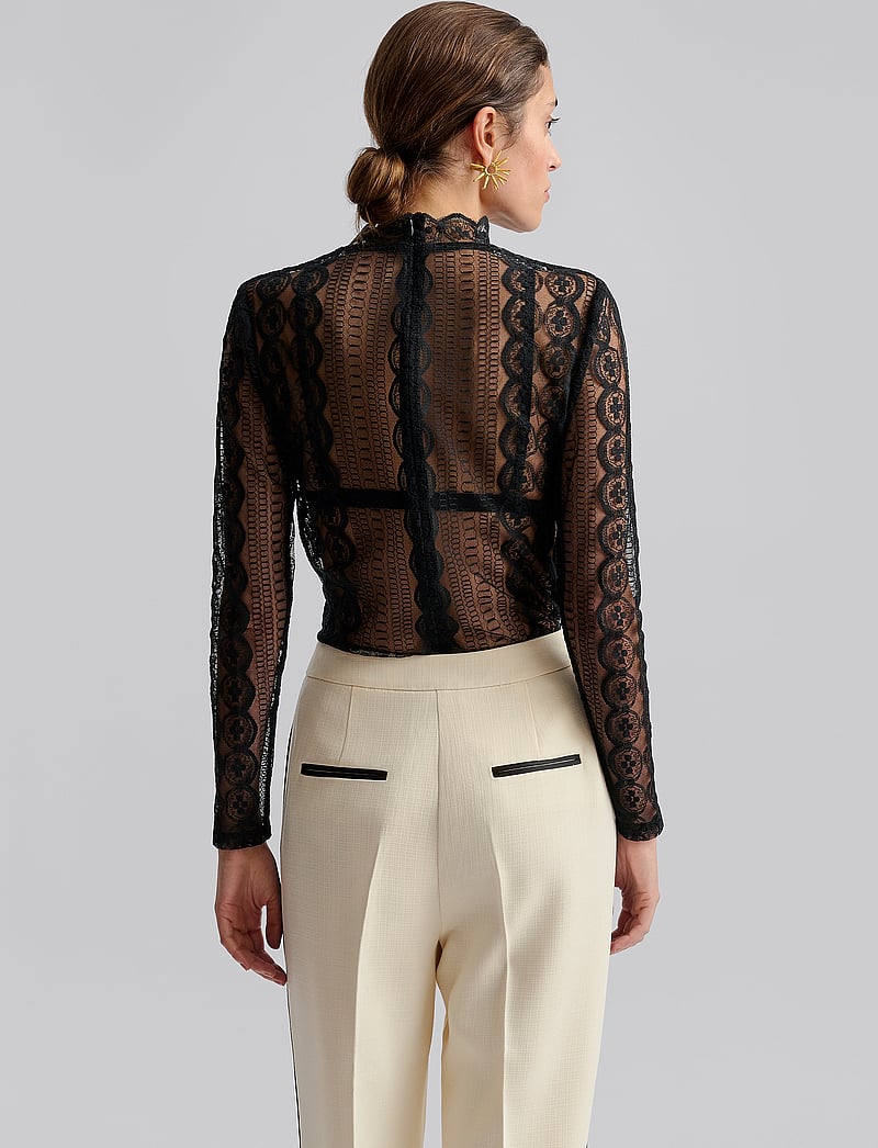 Malina - Fei lace top - långärmade blusar - black - 3