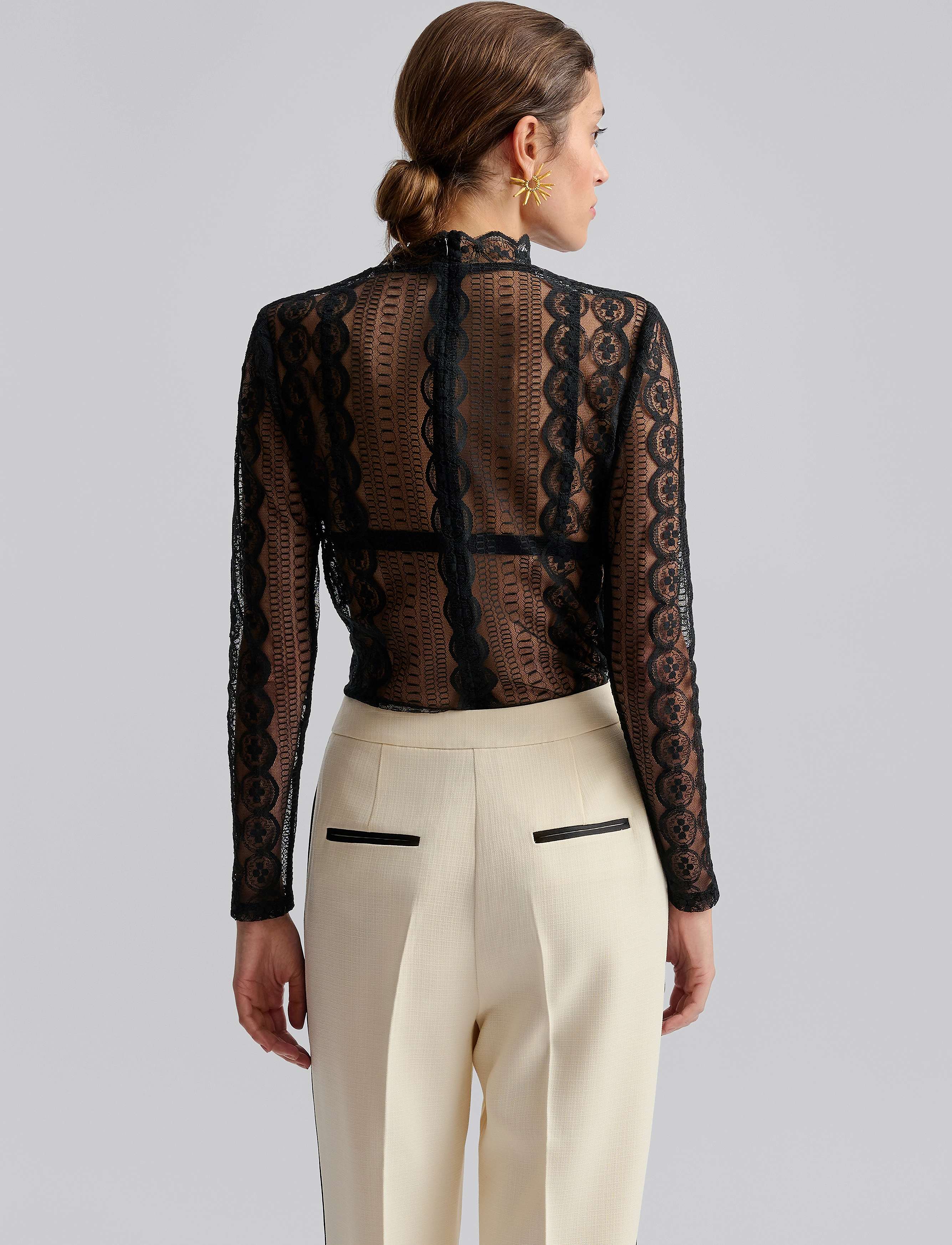 Malina - Fei lace top - langærmede bluser - black - 3