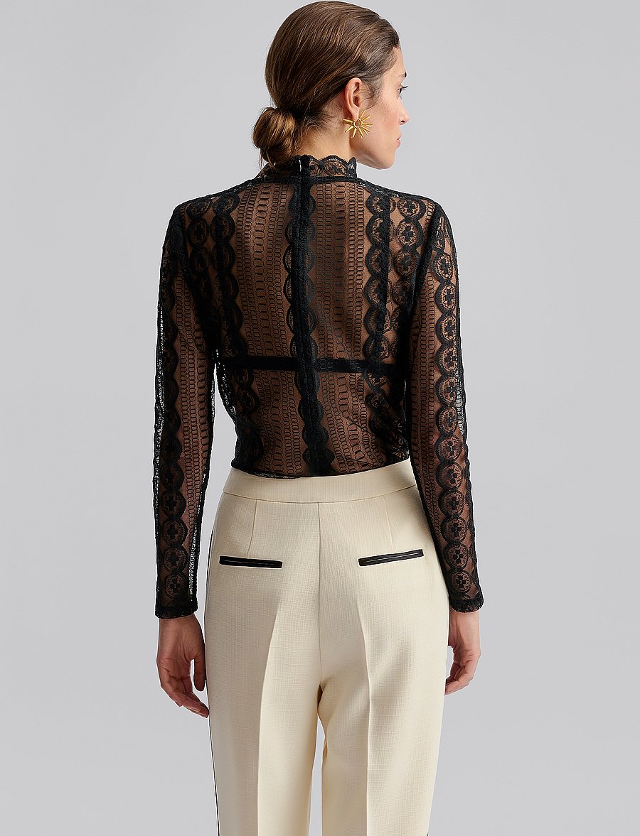 Malina - Fei lace top - pitkähihaiset puserot - black - 3