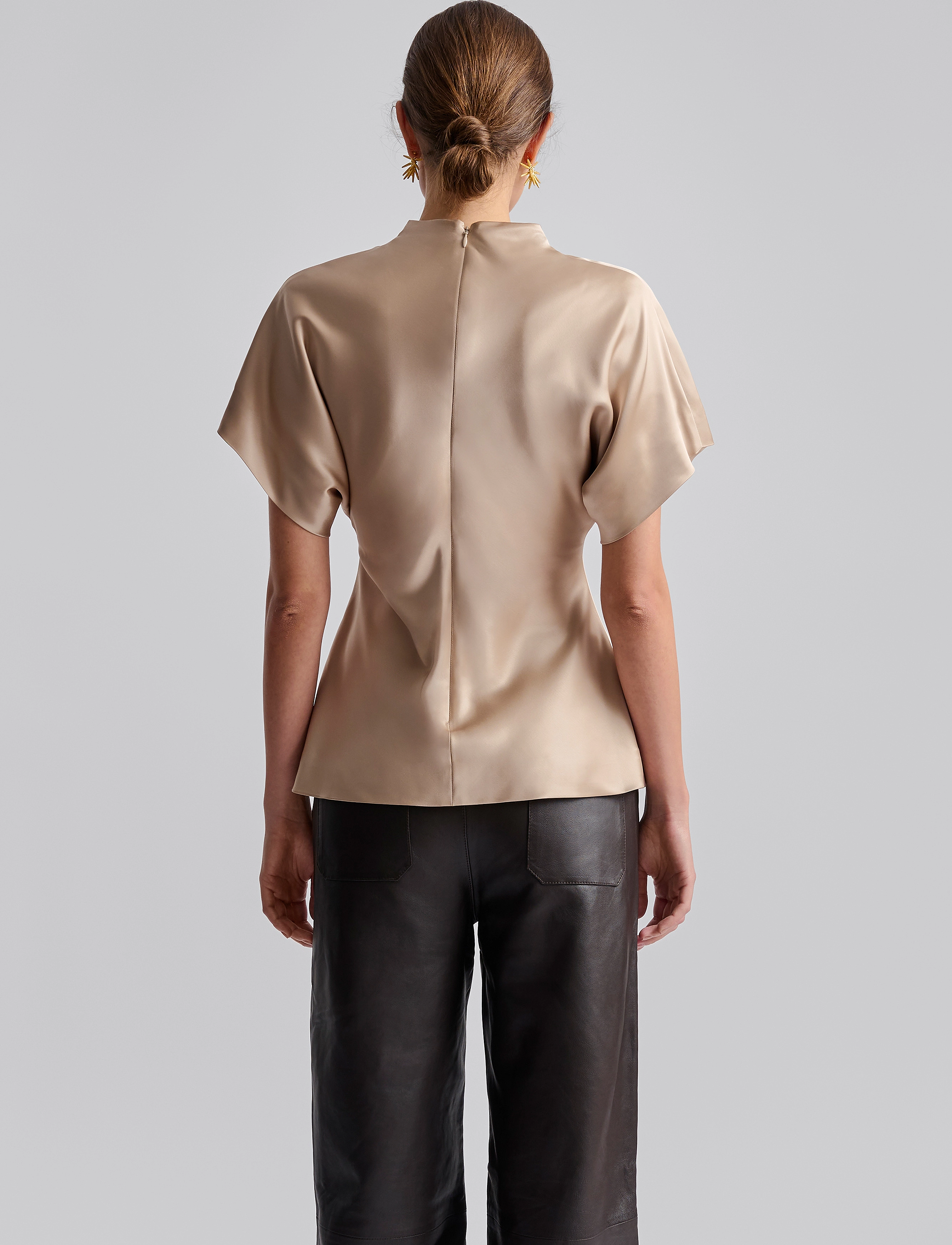 Malina - Otilia Draped Half Polo Top - kortærmede bluser - cream - 3