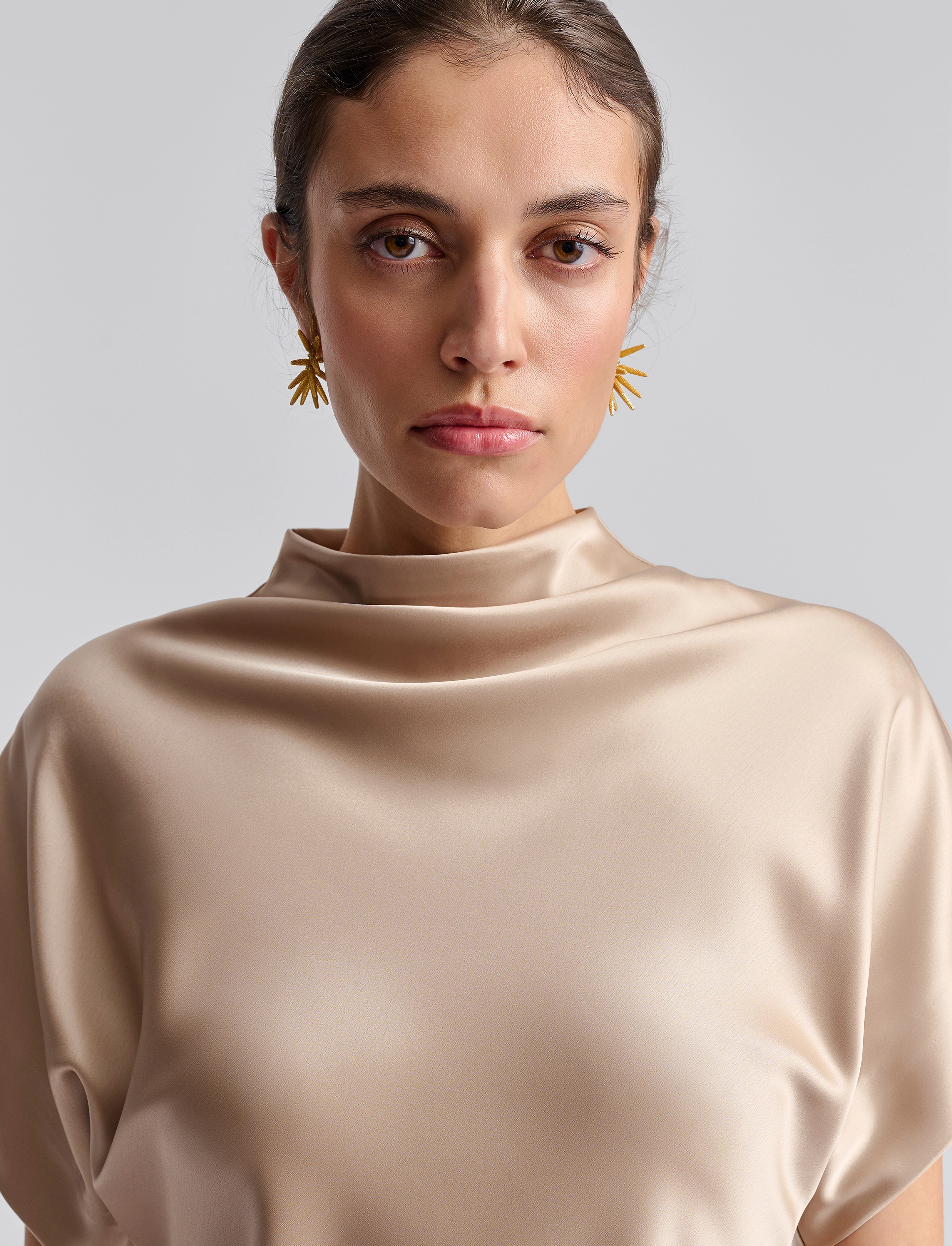 Malina - Otilia Draped Half Polo Top - kortærmede bluser - cream - 5