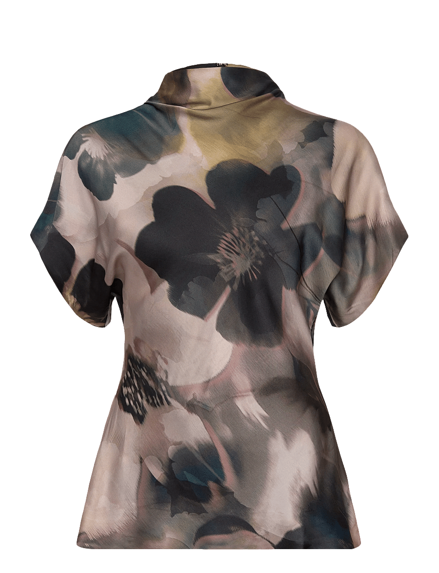 Malina - Otilia Draped Half Polo Top - kurzärmelige blusen - dusty poppy - 1