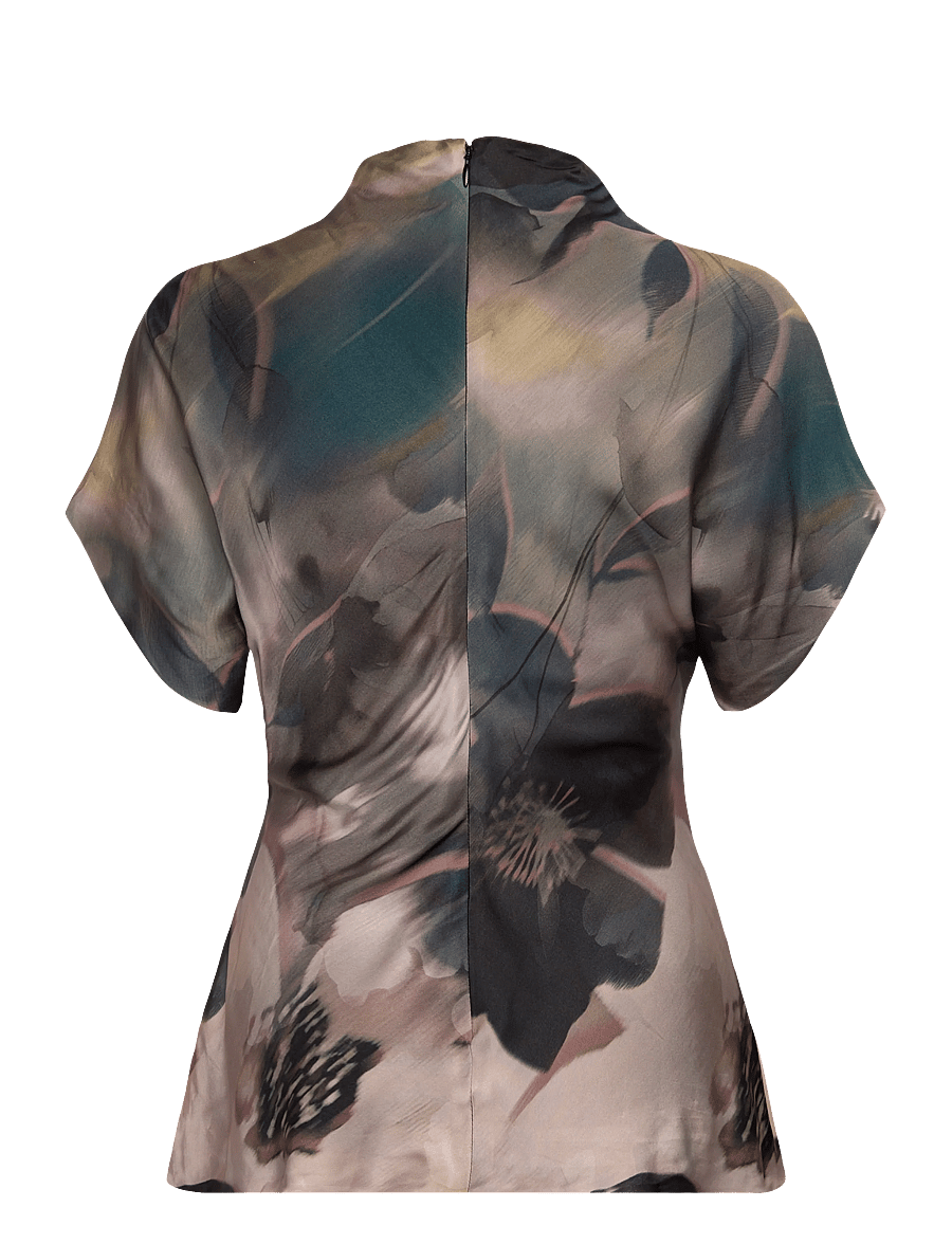 Malina - Otilia Draped Half Polo Top - kurzärmelige blusen - dusty poppy - 2
