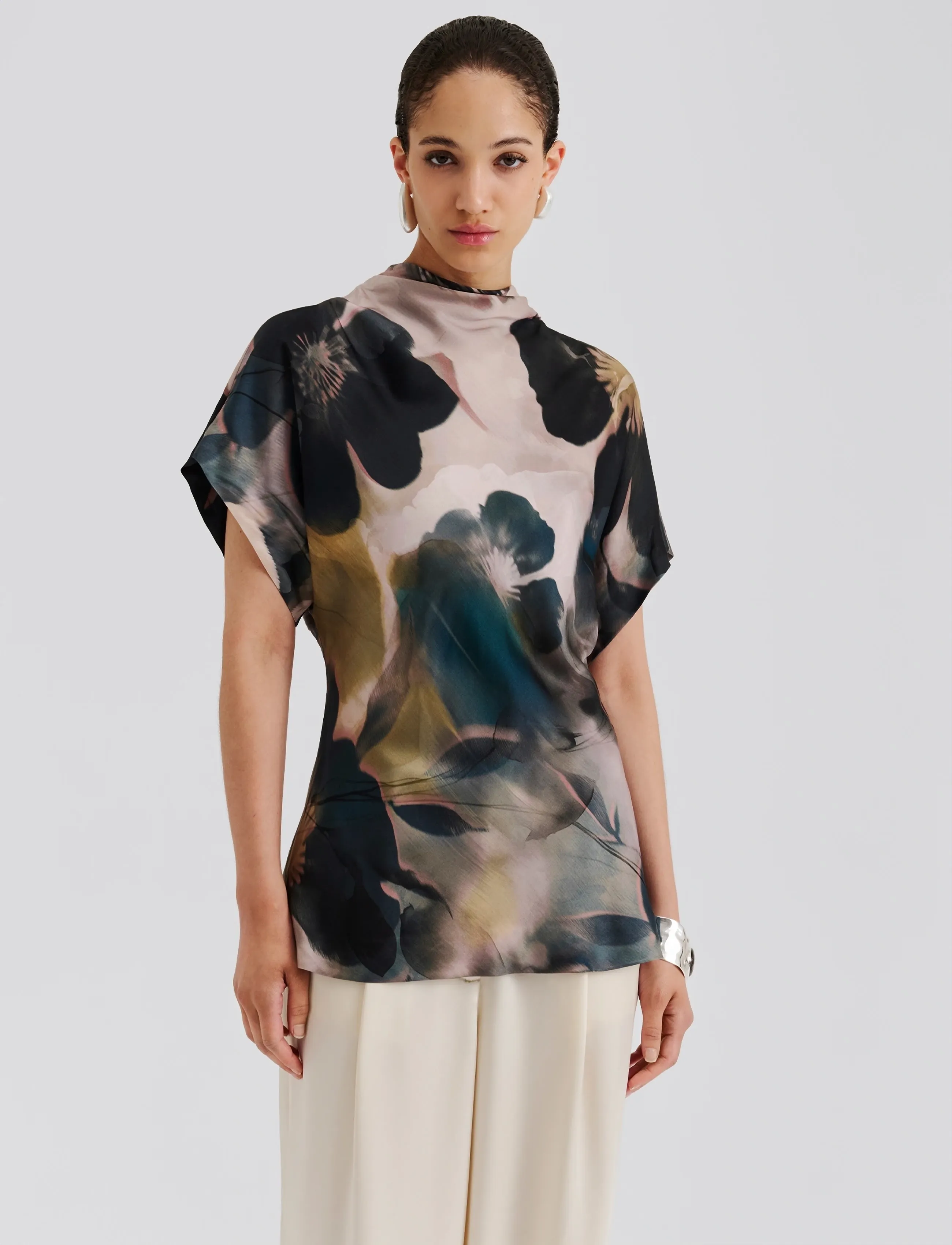 Malina - Otilia Draped Half Polo Top - poloskjorter - dusty poppy - 3