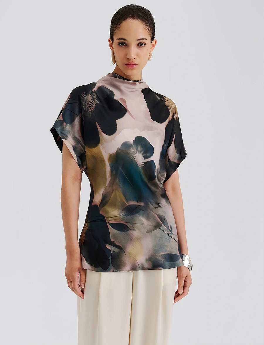 Malina - Otilia Draped Half Polo Top - kurzärmelige blusen - dusty poppy - 3