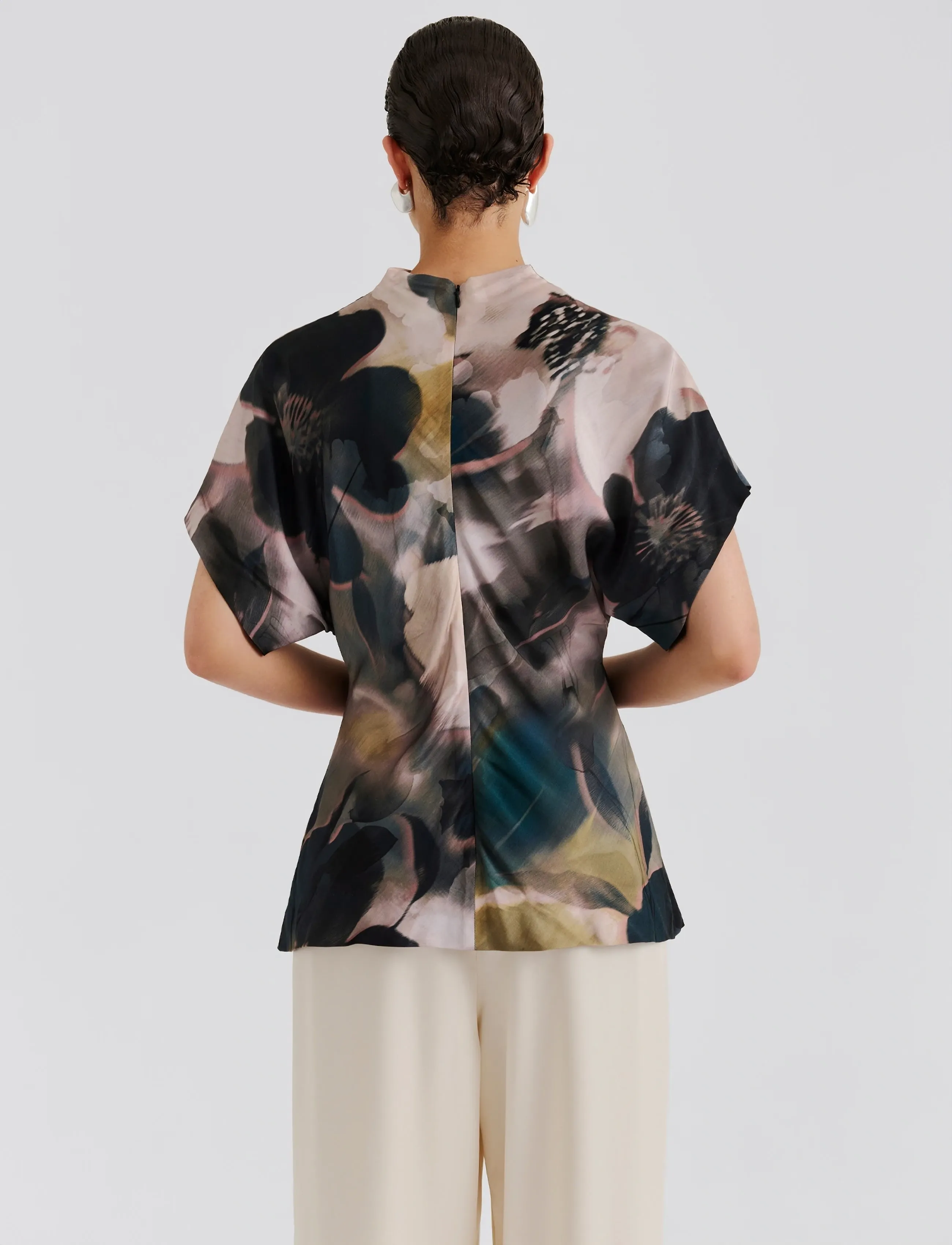 Malina - Otilia Draped Half Polo Top - poloskjorter - dusty poppy - 4