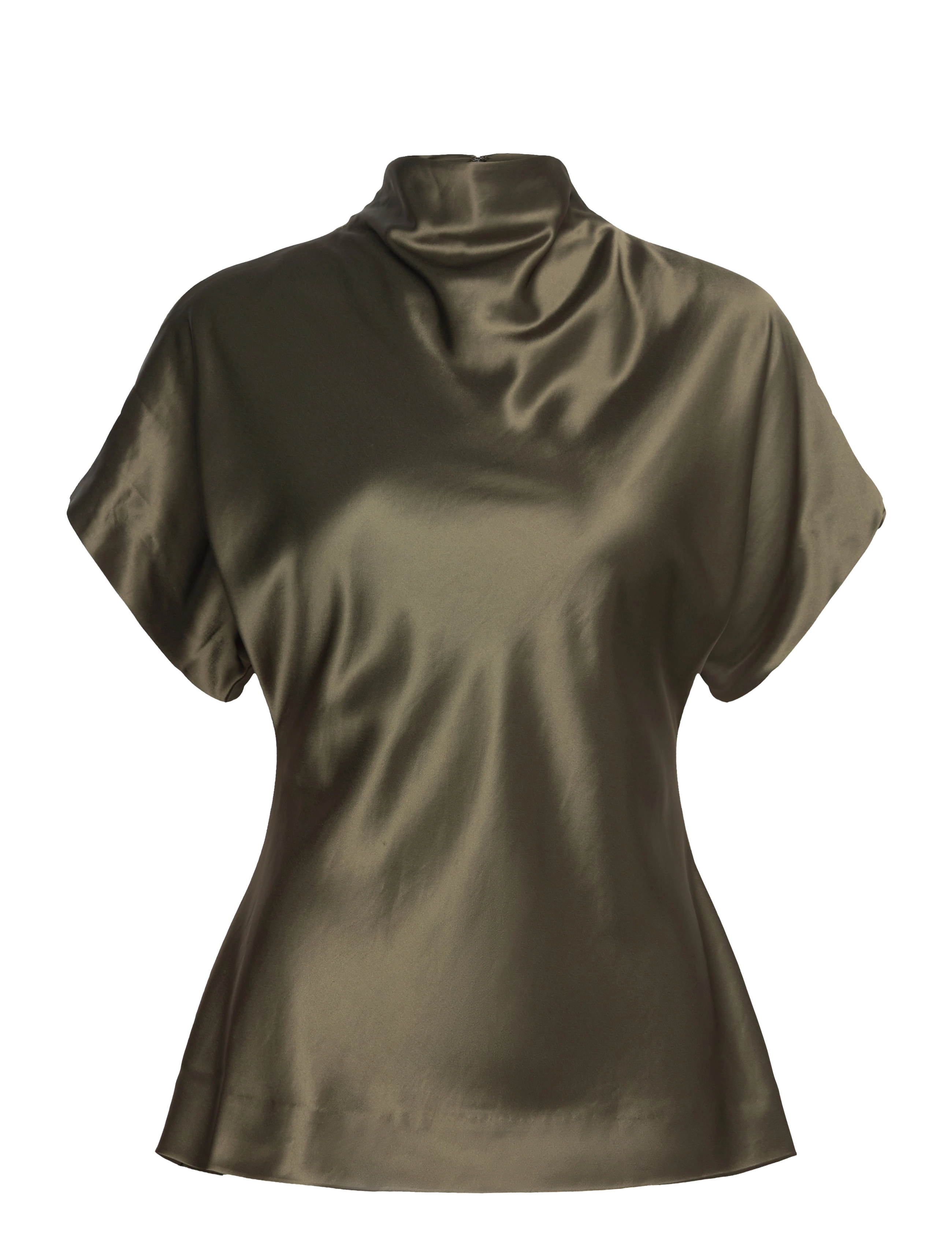 MALINA Otilia Draped Half Polo Oberteil Khaki - M - Damen