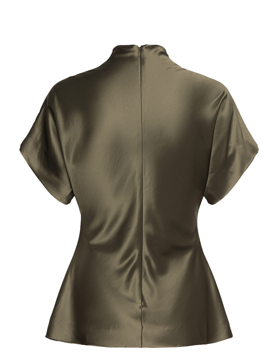 Malina - Otilia Draped Half Polo Top - kurzärmelige blusen - green - 2