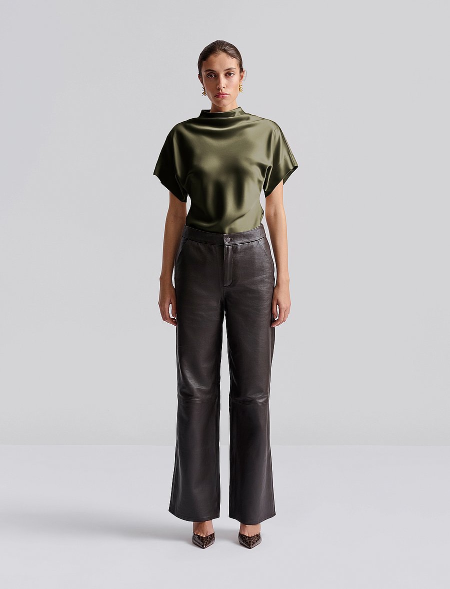 Malina - Otilia Draped Half Polo Top - kurzärmelige blusen - green - 0