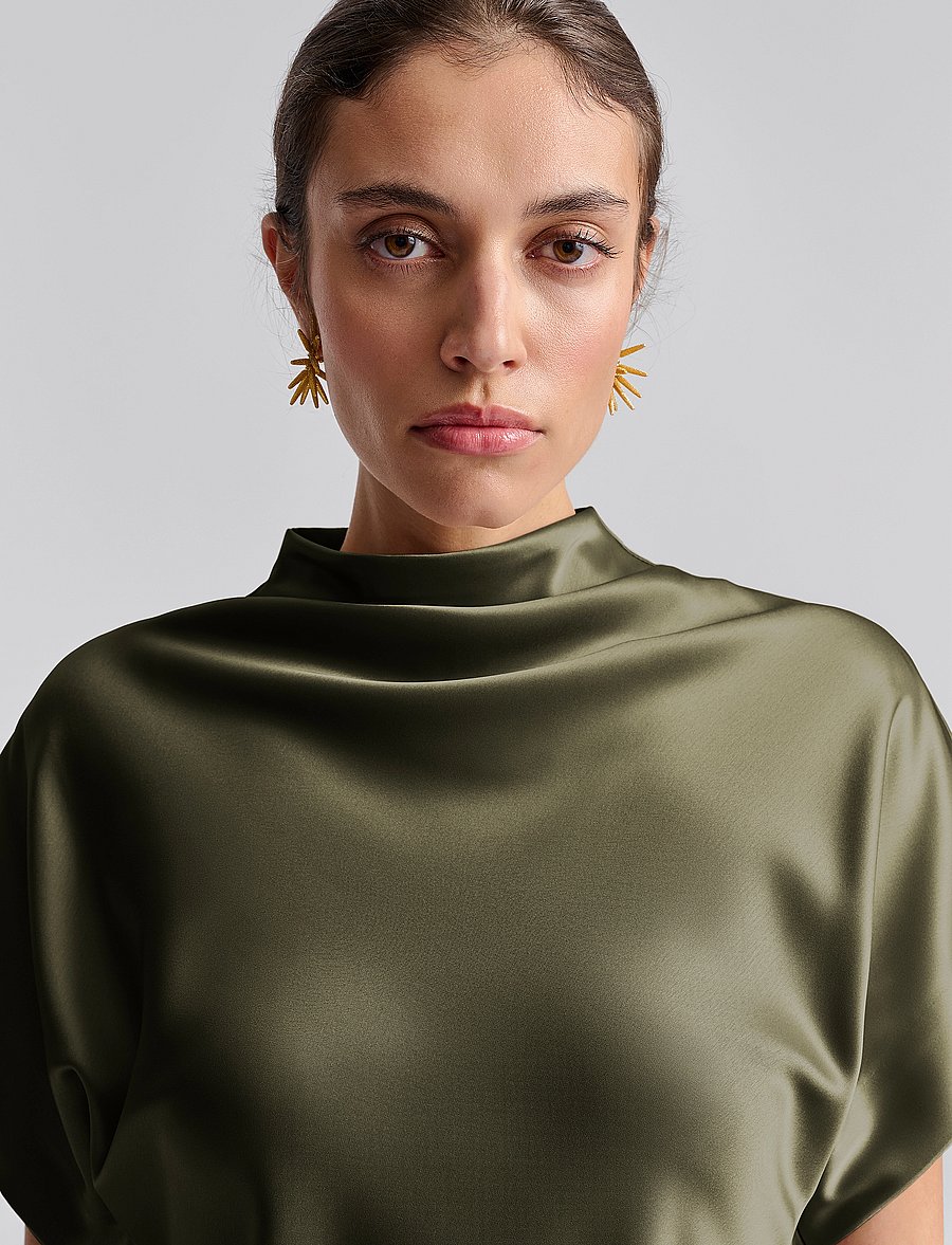 Malina - Otilia Draped Half Polo Top - kurzärmelige blusen - green - 5