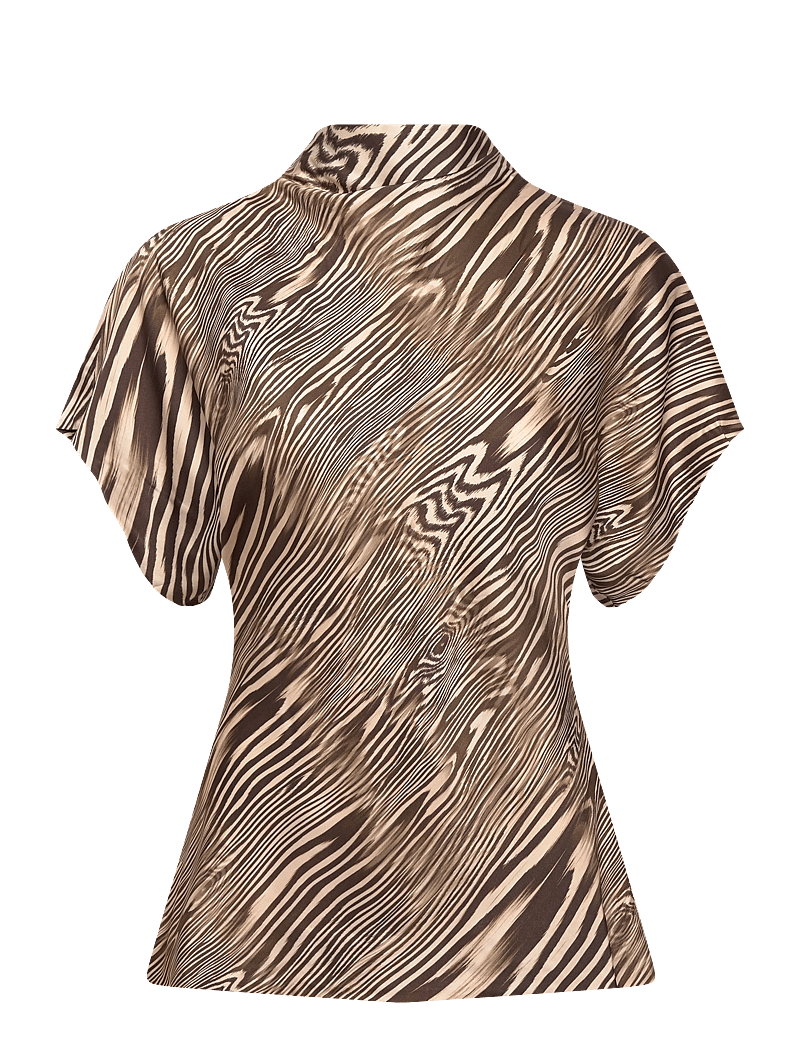 Malina - Otilia draped half polo top - kurzämlige blusen - moire - 1