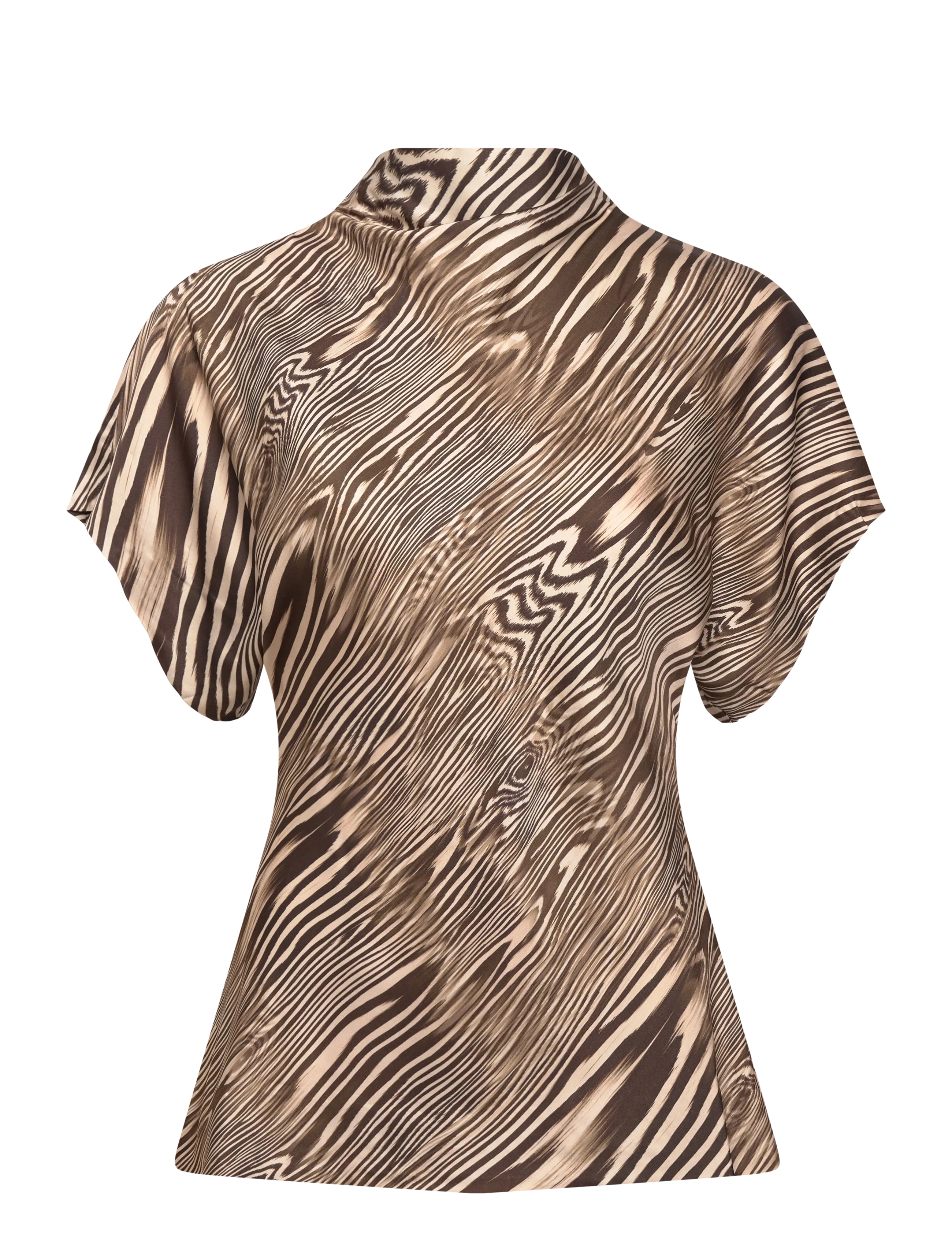 Malina Otilia Draped Half Polo Top - Bluser - MOIRE / brown