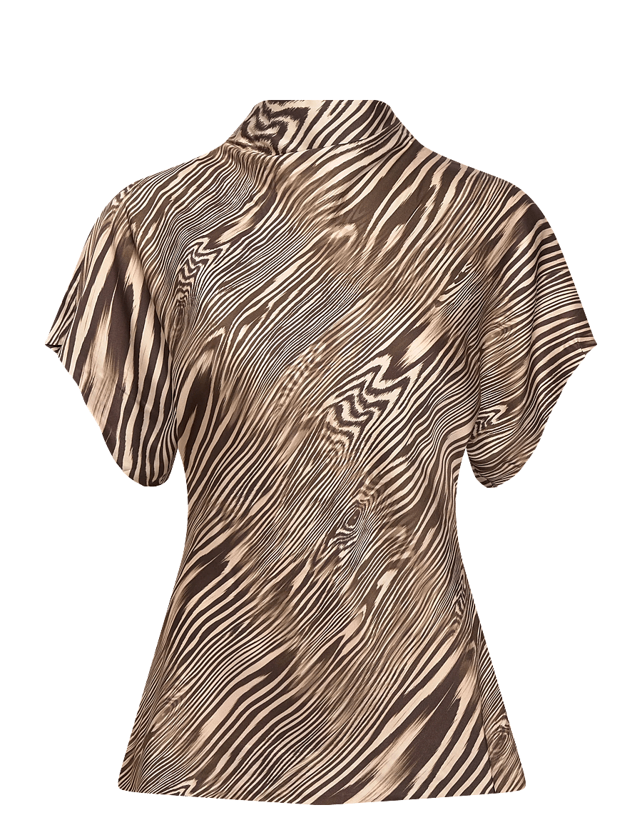 Malina - Otilia Draped Half Polo Top - kurzämlige blusen - moire - 1