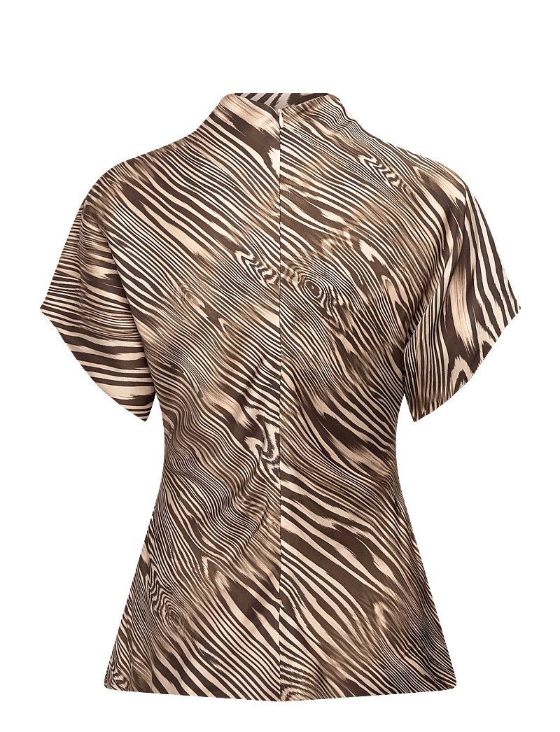 Malina - Otilia draped half polo top - kurzämlige blusen - moire - 2