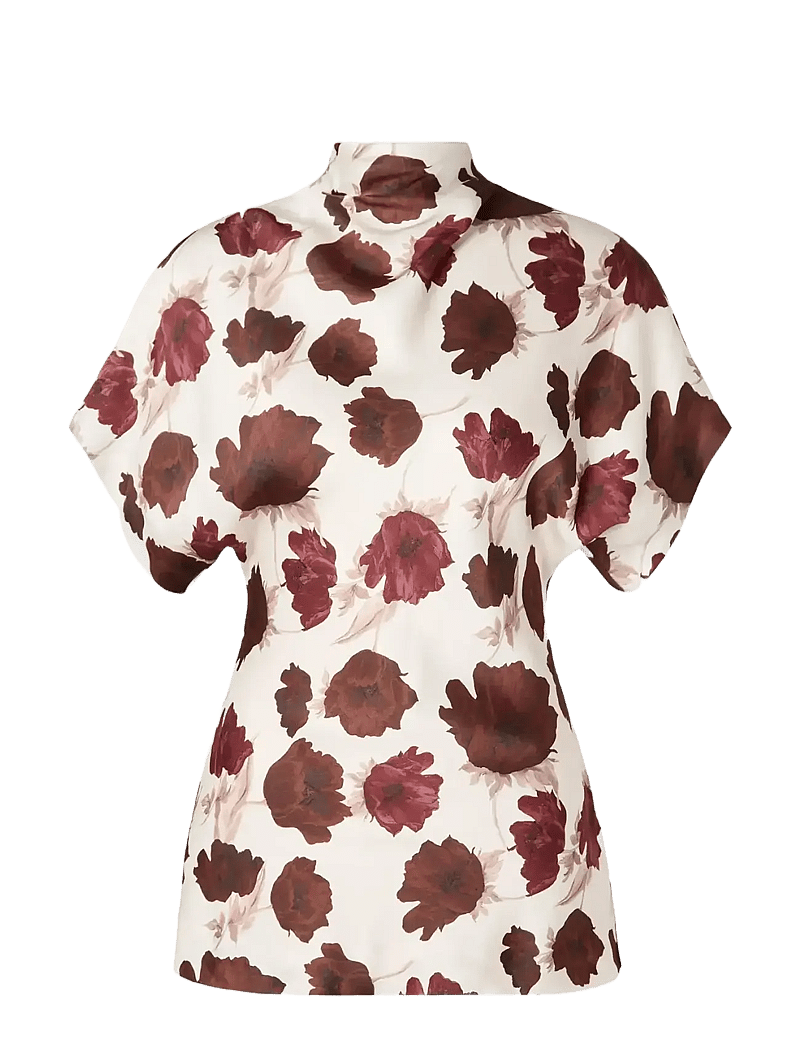 Malina - Otilia Draped Half Polo Top - kurzämlige blusen - wine peony - 1
