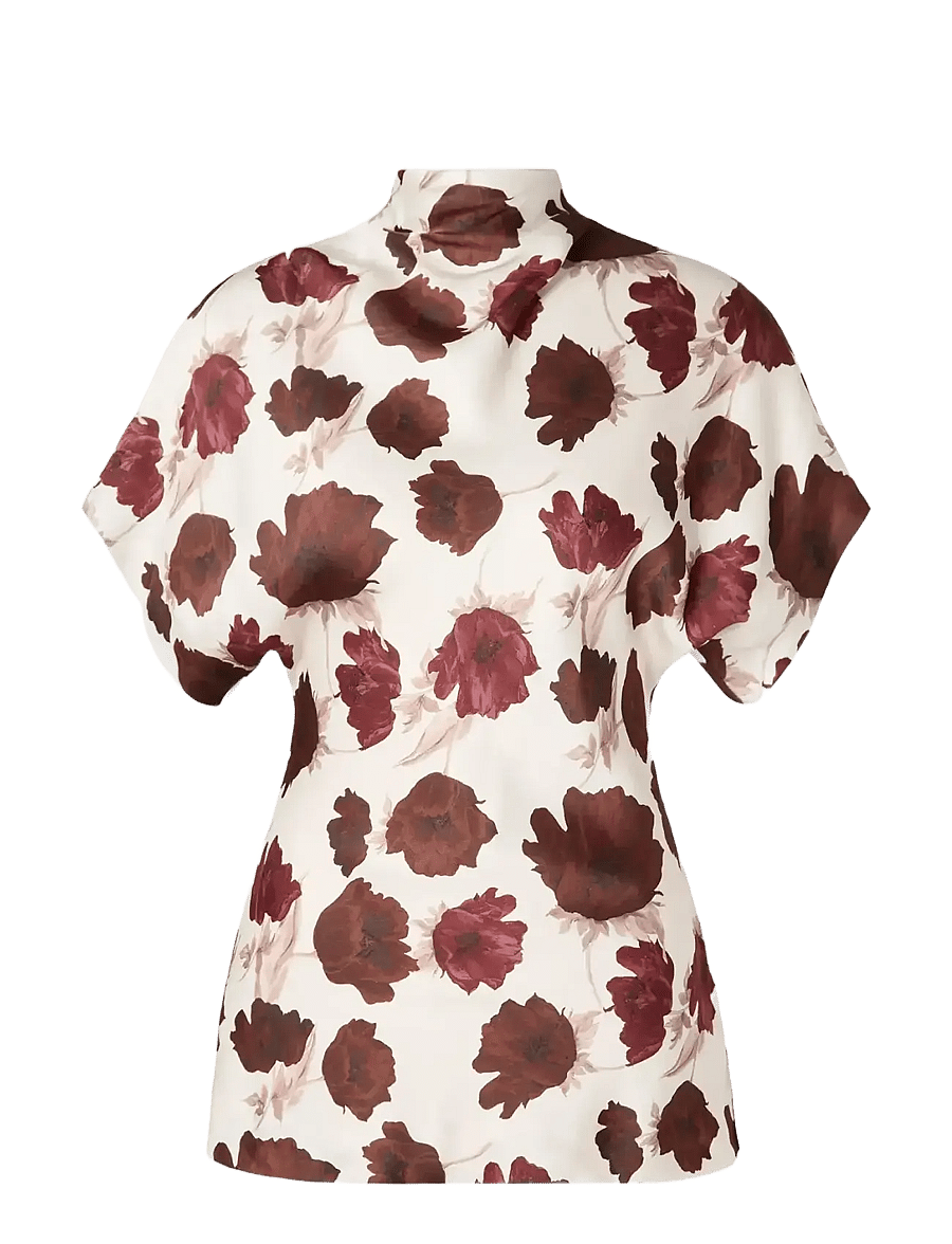 Malina - Otilia Draped Half Polo Top - kurzärmelige blusen - wine peony - 1