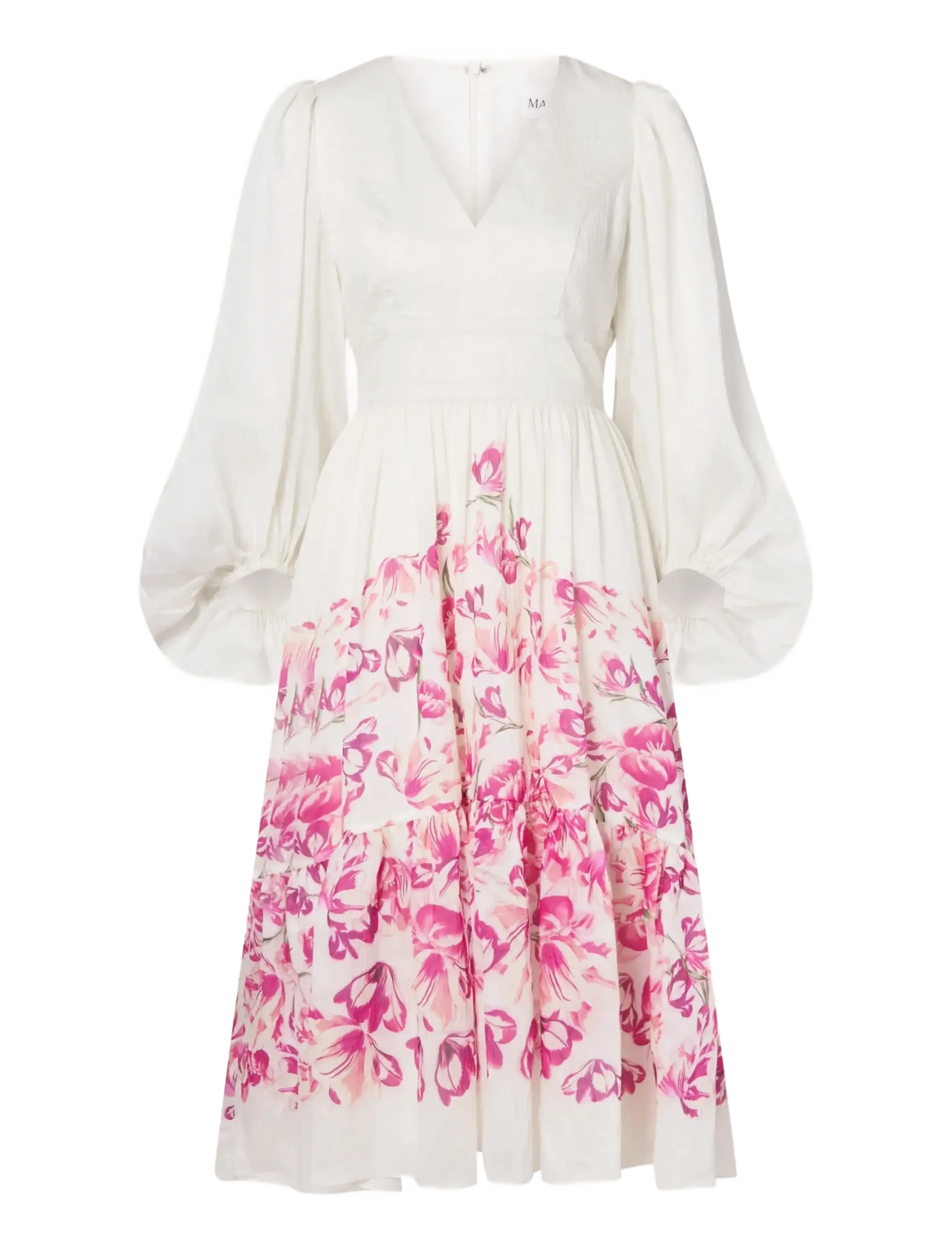 Sasia Deep V Neck Midi Dress - TULIP PINK