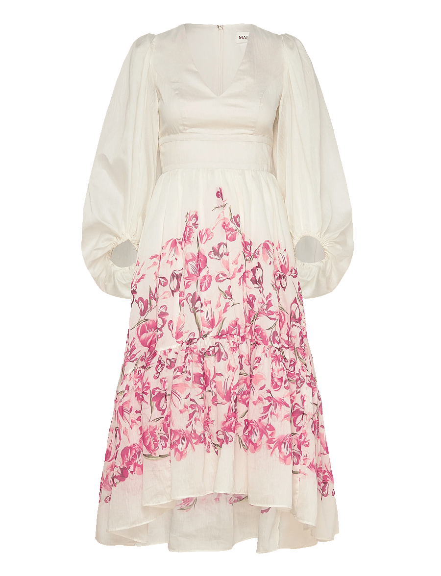 Malina - Sasia deep v neck midi dress - midi kjoler - tulip pink - 1