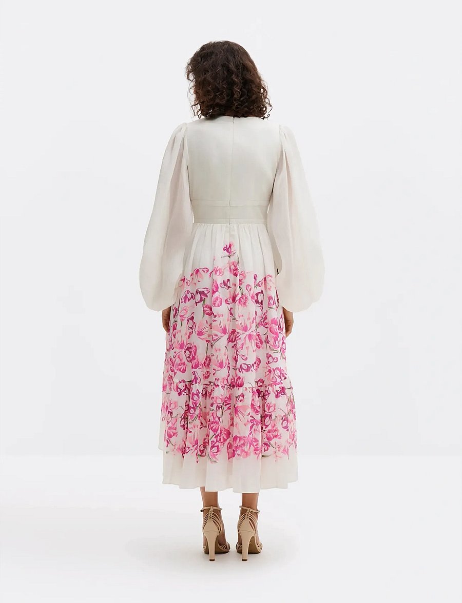 Malina - Sasia deep v neck midi dress - midi kjoler - tulip pink - 3