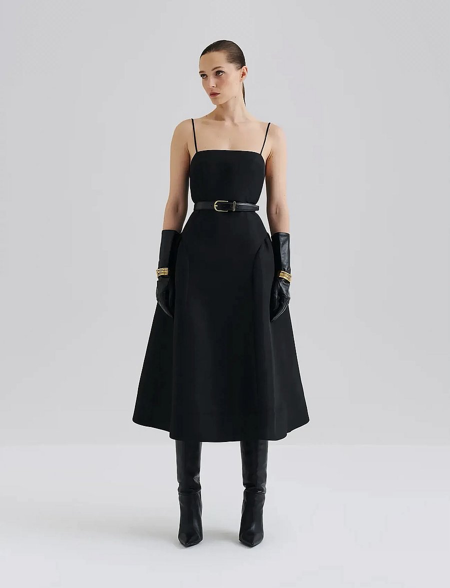 Malina - Calista Exaggerated Hip Midi dress - avondjurken - black - 0