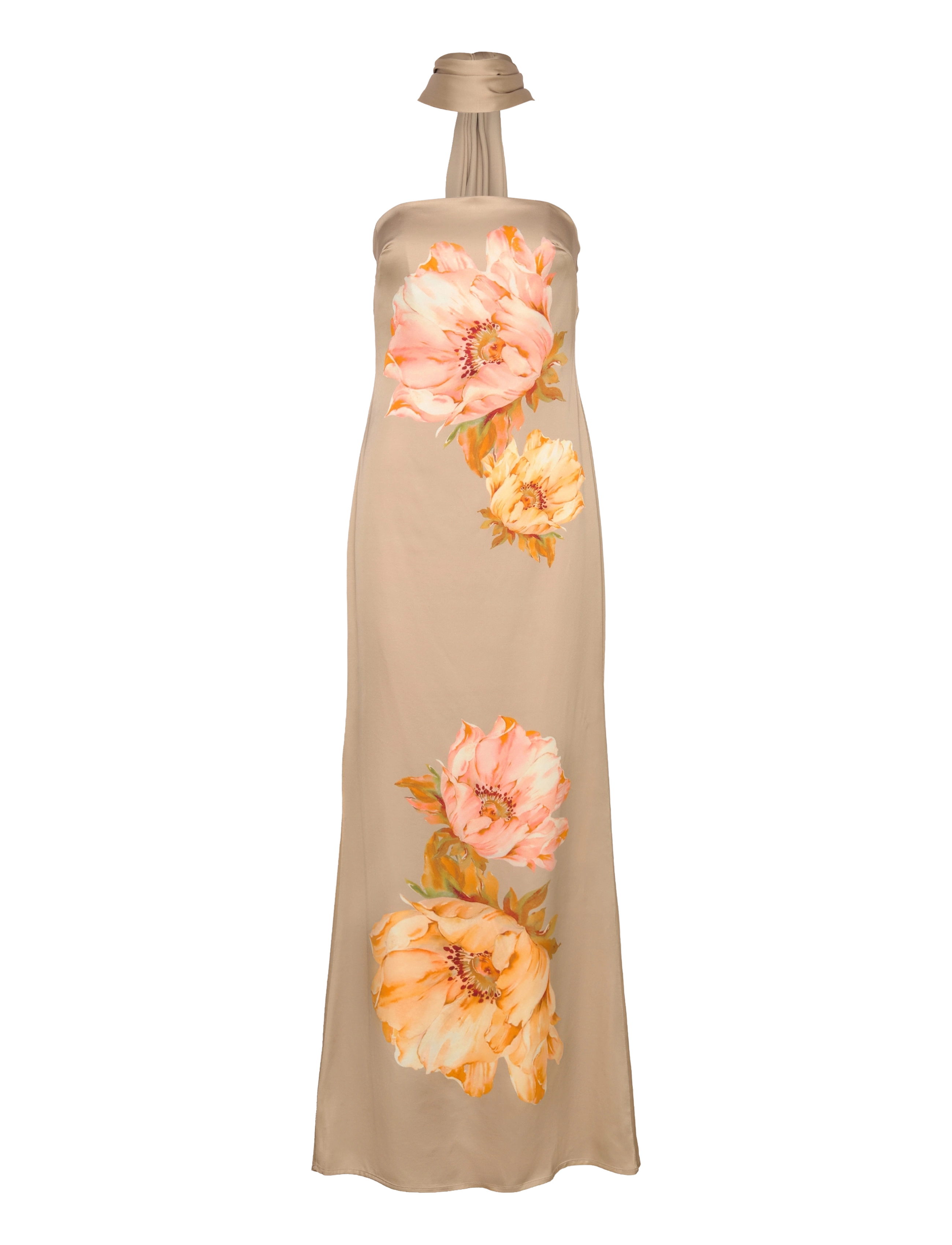 Malina Zelda Scarf Detail Maxi Dress - Tøj - CHAMPAGNE PEONY / beige