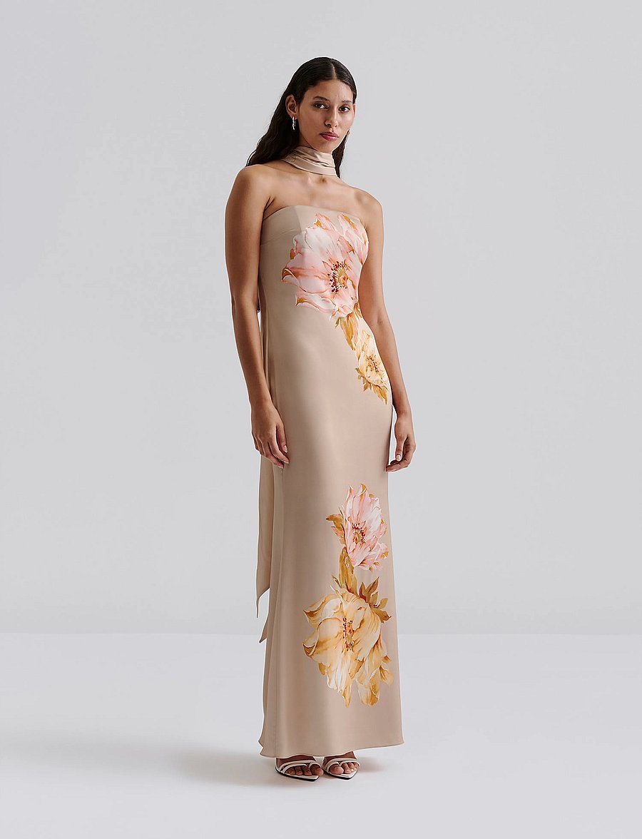 Malina - Zelda Scarf Detail Maxi Dress - abendkleider - champagne peony - 0