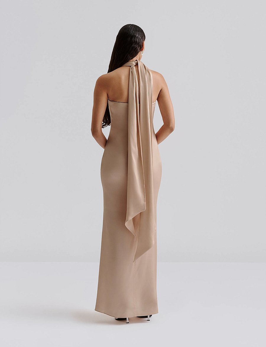 Malina - Zelda Scarf Detail Maxi Dress - abendkleider - champagne peony - 4