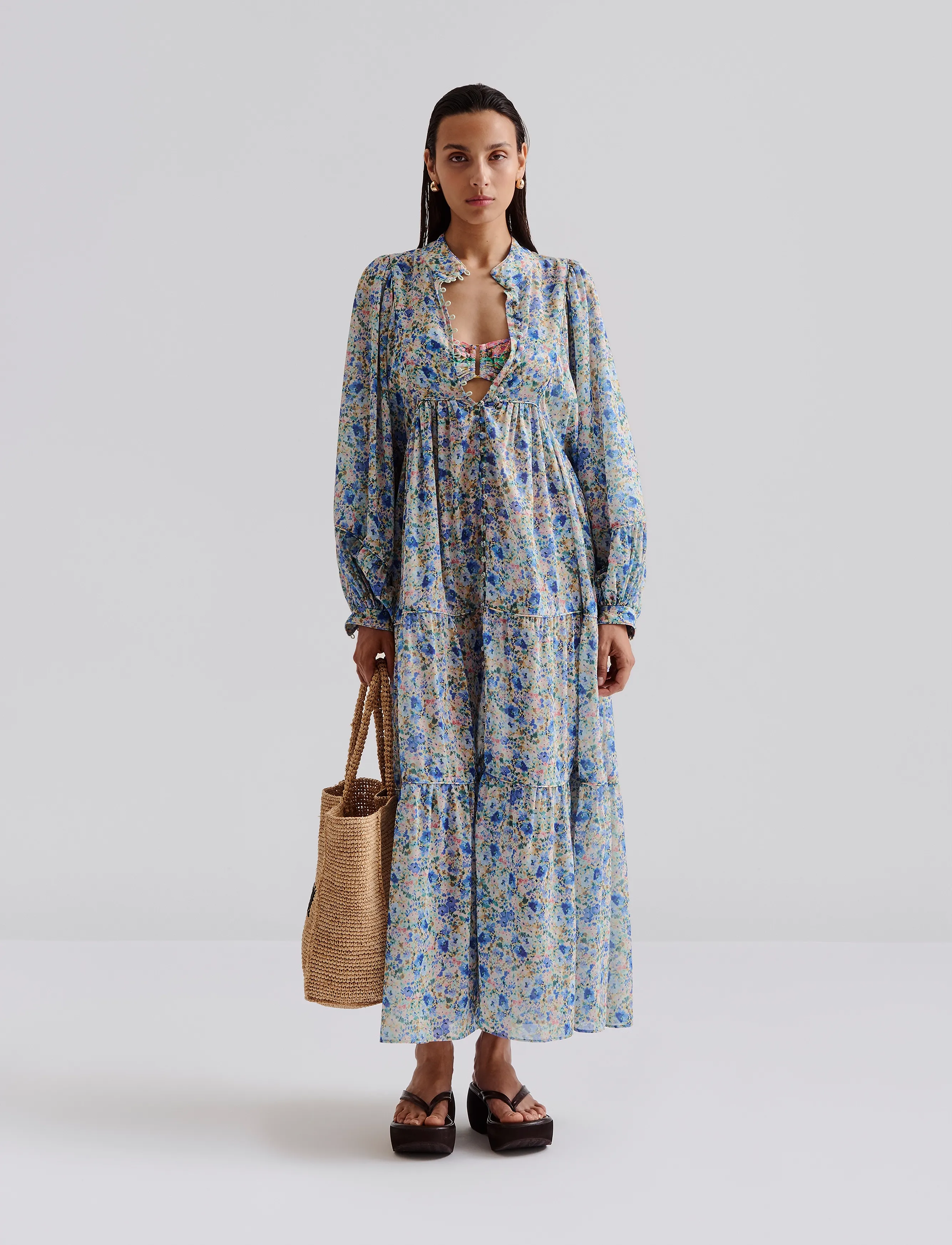 Malina - Alouette flowy beach kaftan dress - ditsy - 0