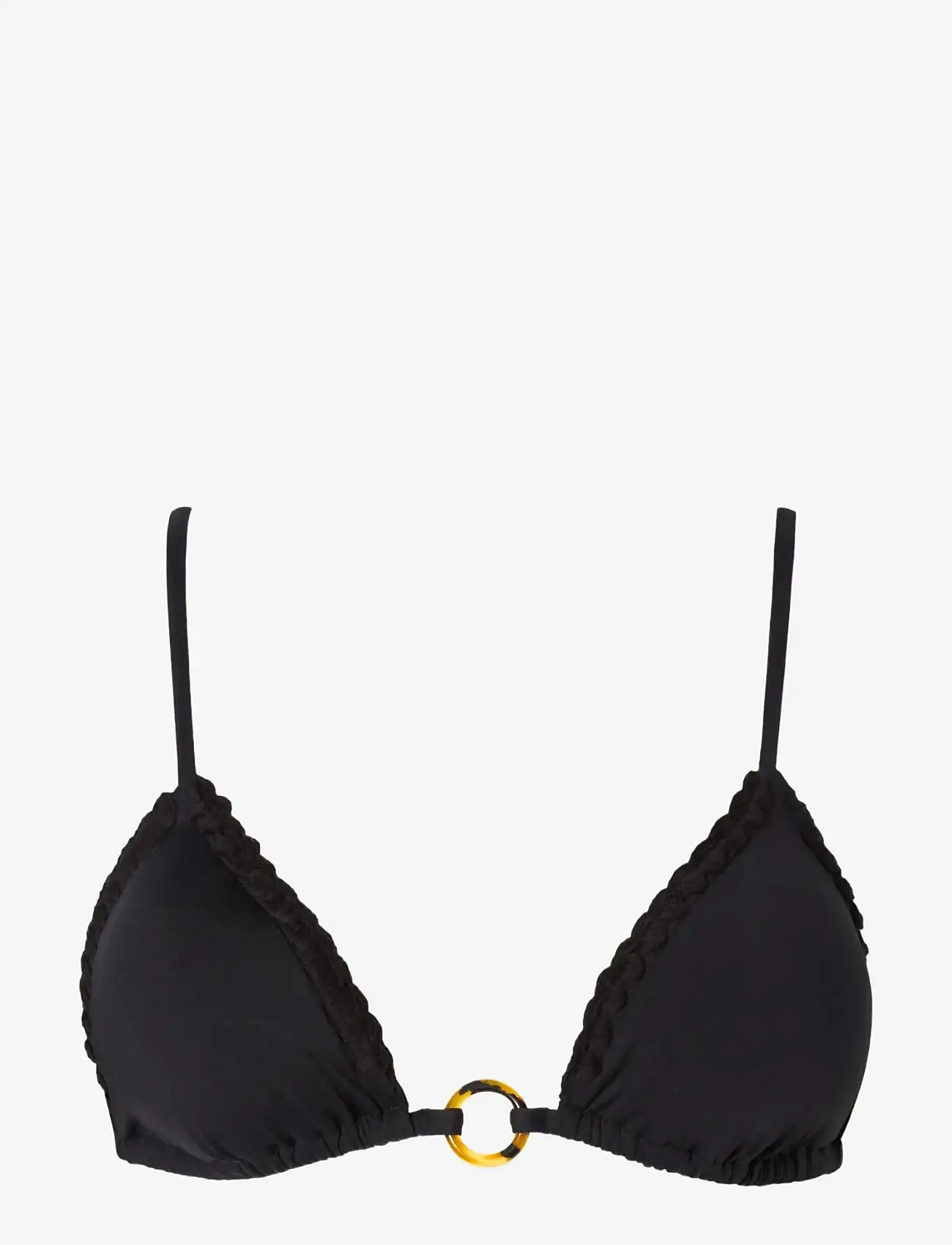 Malina - Roselyn crochet trimmed bikini top - trekantsbikinier - black - 1