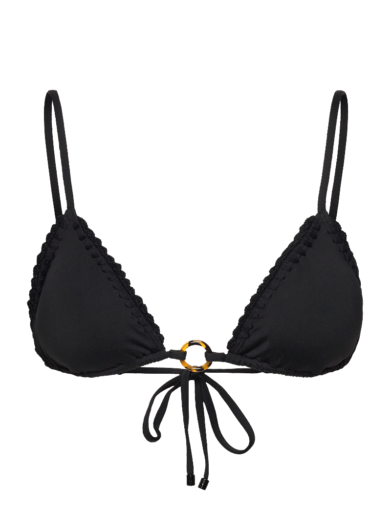 Malina - Roselyn crochet trimmed bikini top - triangelformad bikinis - black - 1