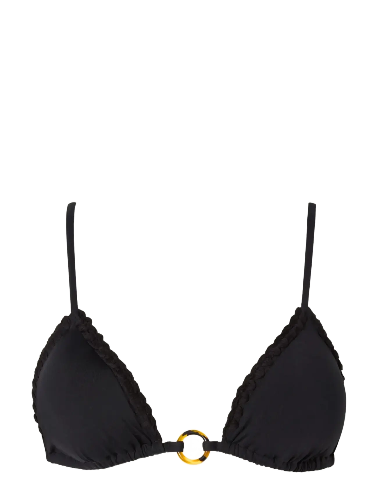 Roselyn crochet trimmed bikini top - BLACK