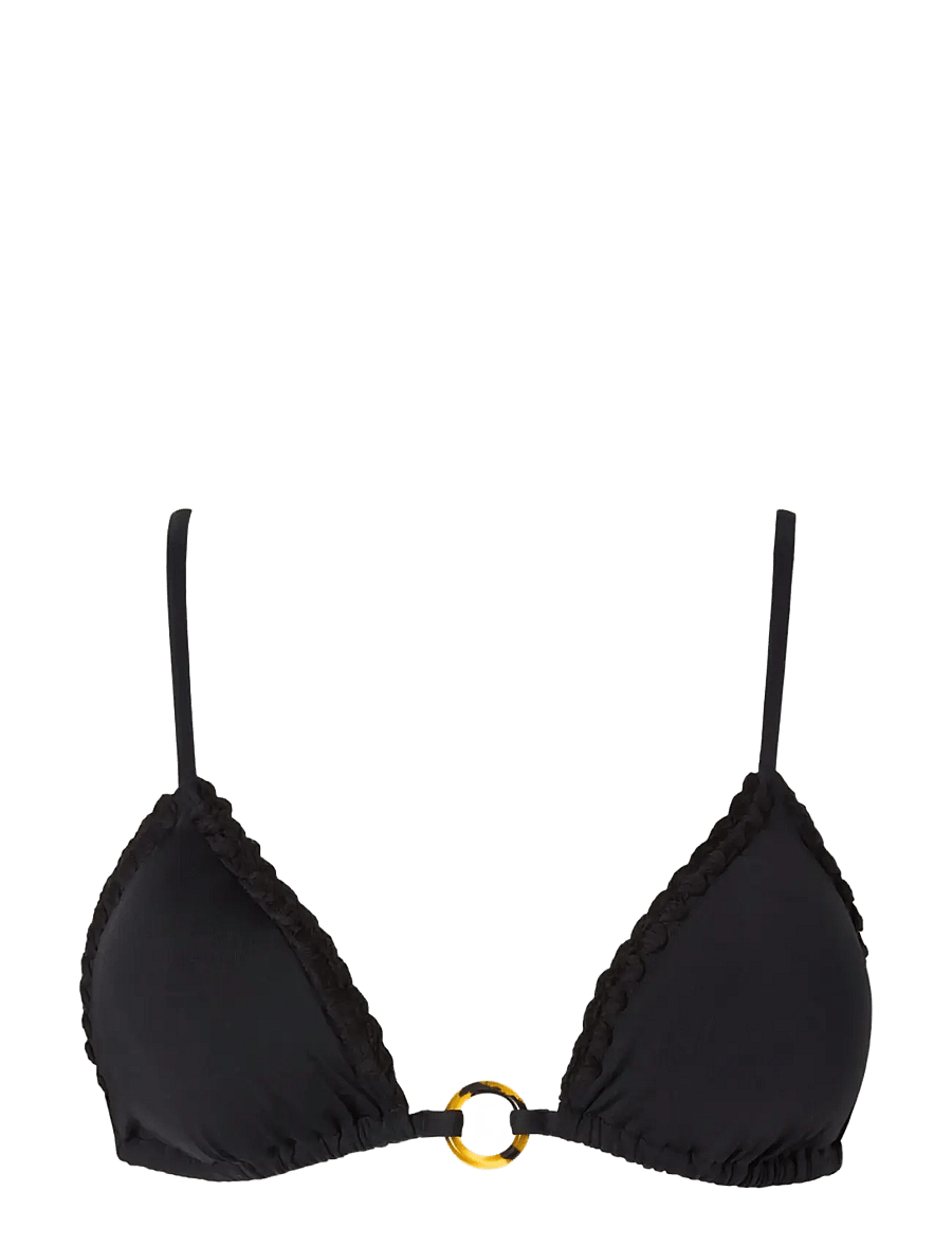 Malina - Roselyn crochet trimmed bikini top - dreieck-bikini-oberteile - black - 1