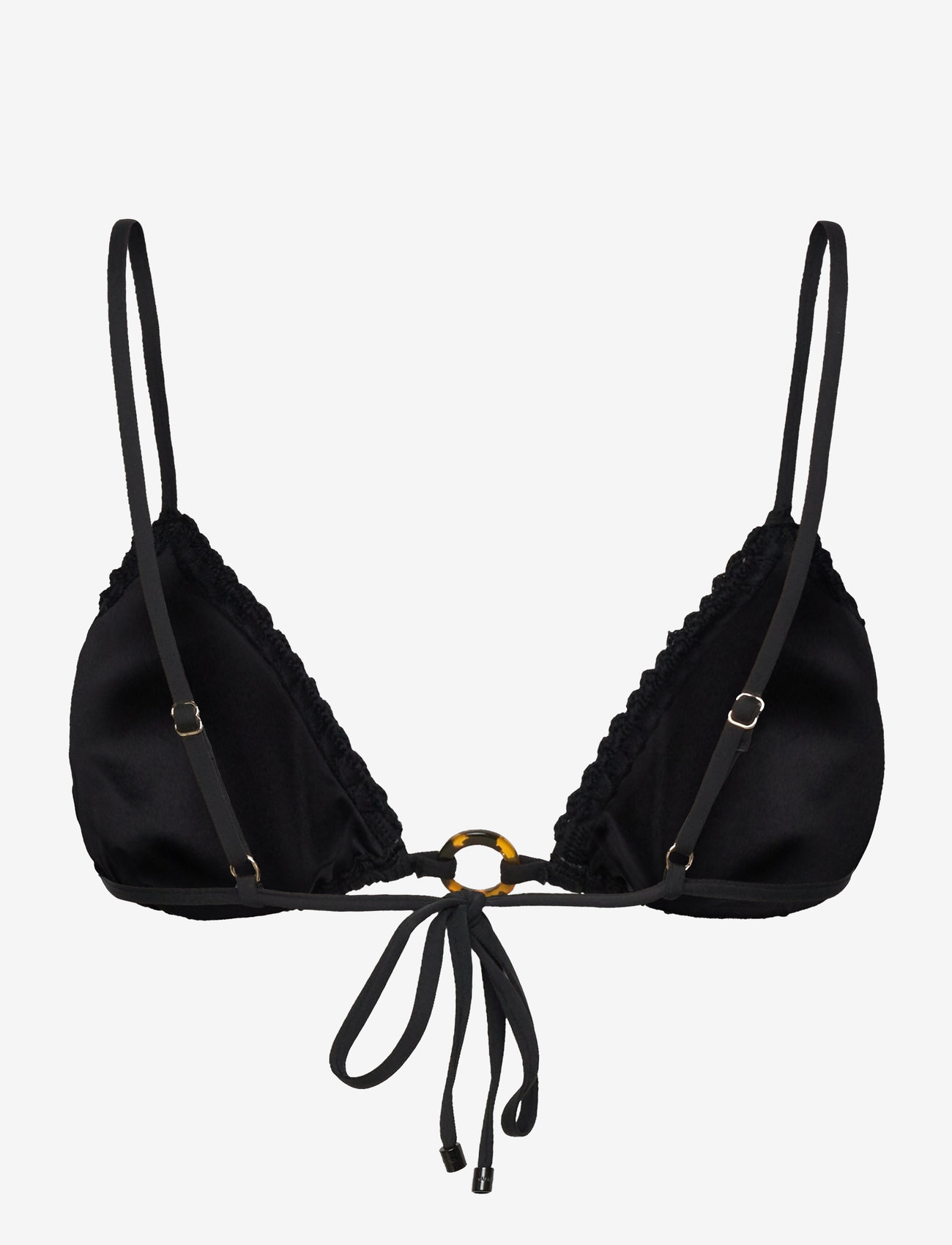 Malina - Roselyn crochet trimmed bikini top - trekantsbikinier - black - 2