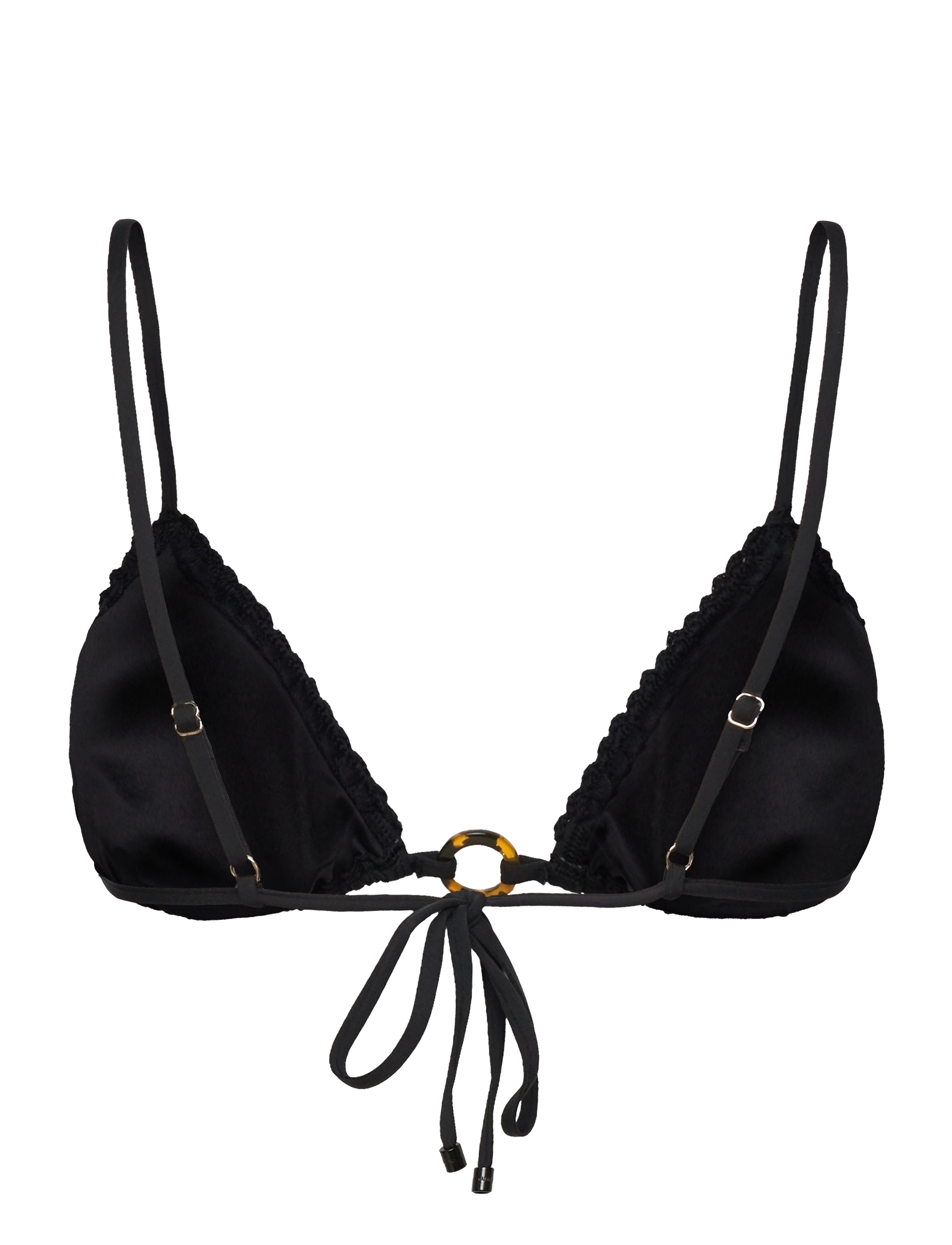 Malina - Roselyn crochet trimmed bikini top - trīsstūra bikini augšiņa - black - 2