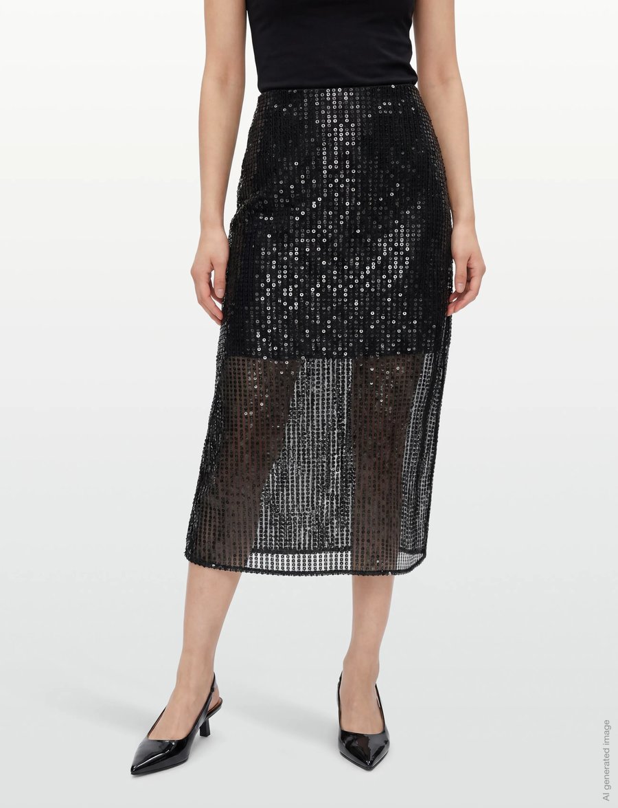 Malina - Solina see-through sequin midi skirt - pailletten-röcke - midnight sequin - 3