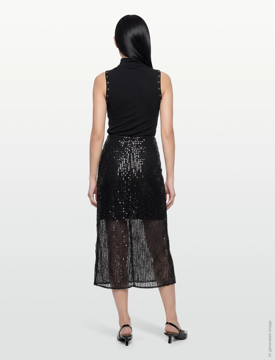 Malina - Solina see-through sequin midi skirt - pailletten-röcke - midnight sequin - 4