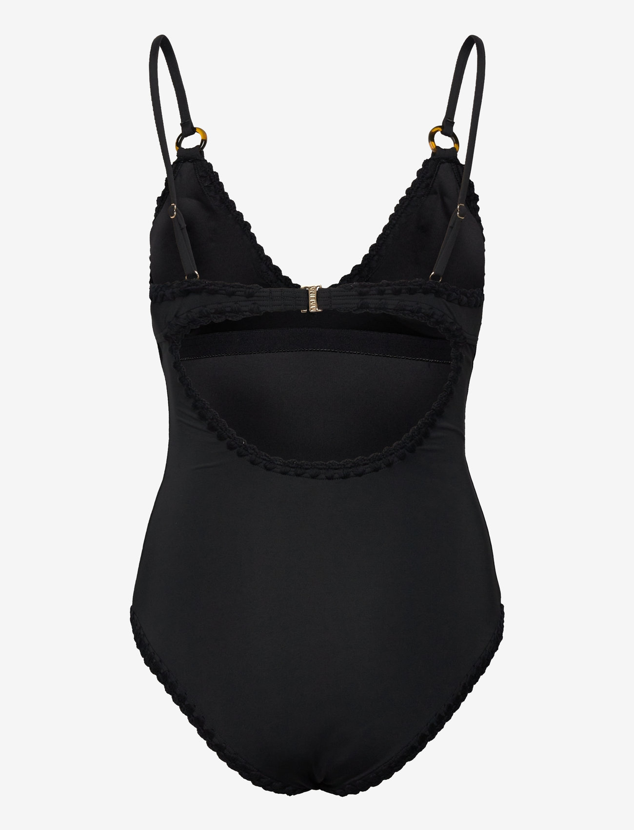 Malina - Nila v-neck crochet trimmed swimsuit - baddräkter - black - 2