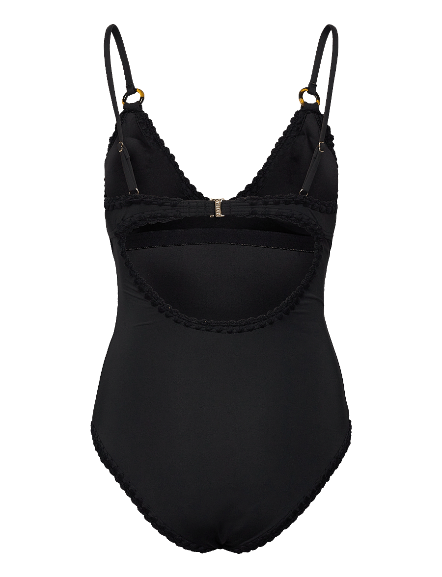 Malina - Nila v-neck crochet trimmed swimsuit - swimsuits - black - 2