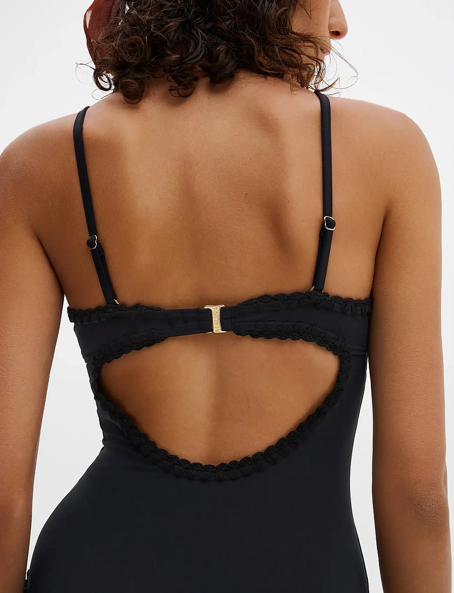 Malina - Nila v-neck crochet trimmed swimsuit - swimsuits - black - 5