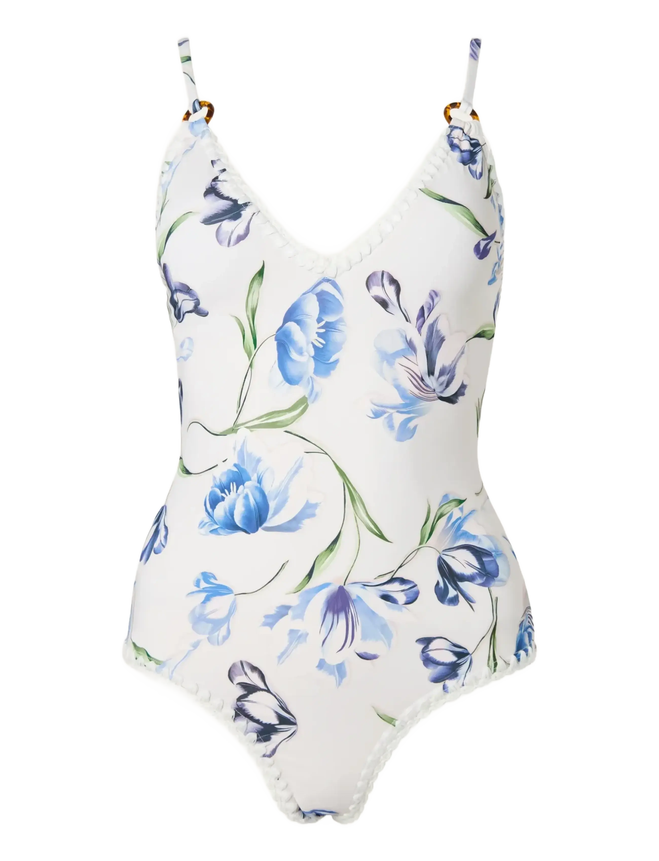 Malina - Nila v-neck crochet trimmed swimsuit - ujumistrikood - tulip blue - 1