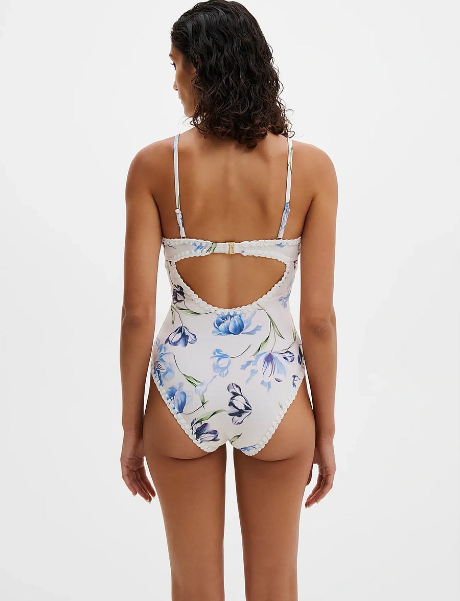 Malina - Nila v-neck crochet trimmed swimsuit - ujumistrikood - tulip blue - 2