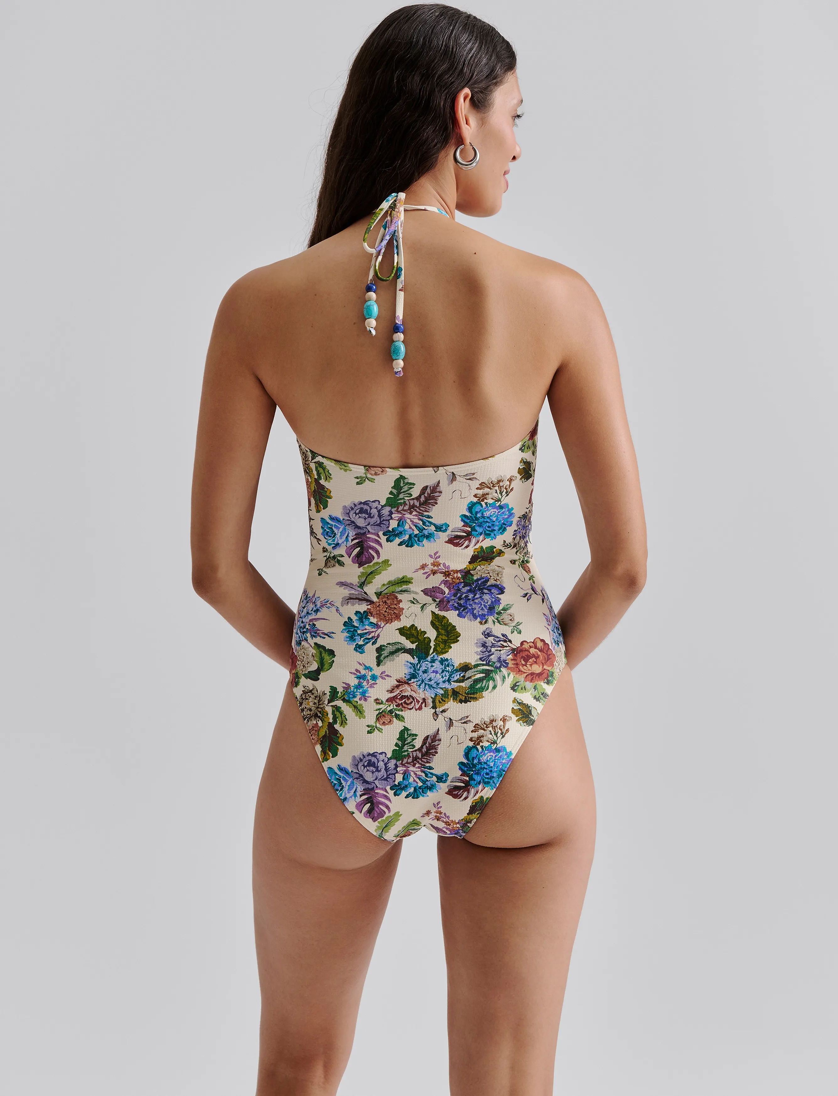 Malina - Idalia Bandeau Cut Out Swimsuit - trikood - botanic florals - 3