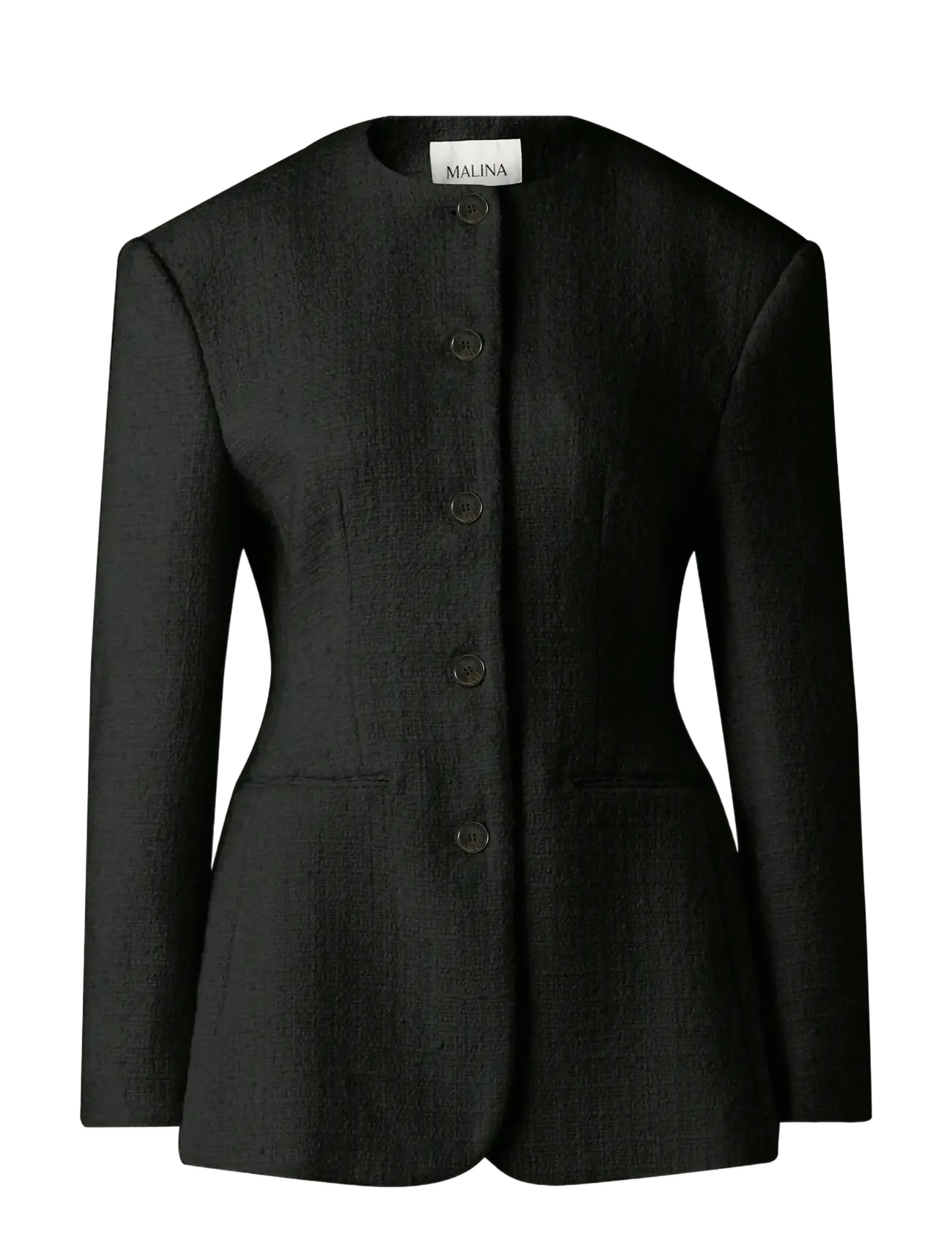 Malina Carol fitted round neck blazer - Blazere - BLACK / black
