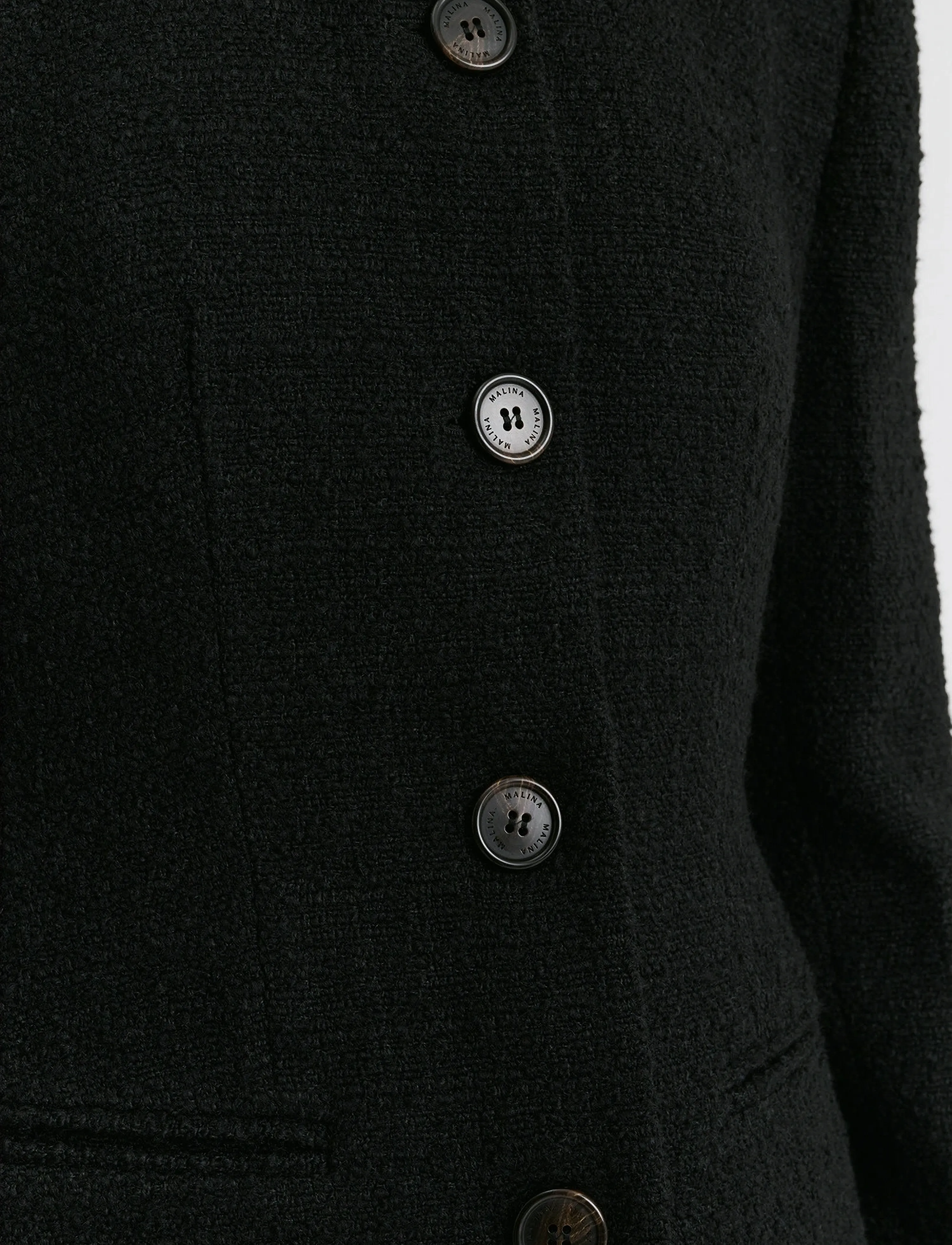 Malina - Carol fitted round neck blazer - blazers à fermeture droite - black - 3