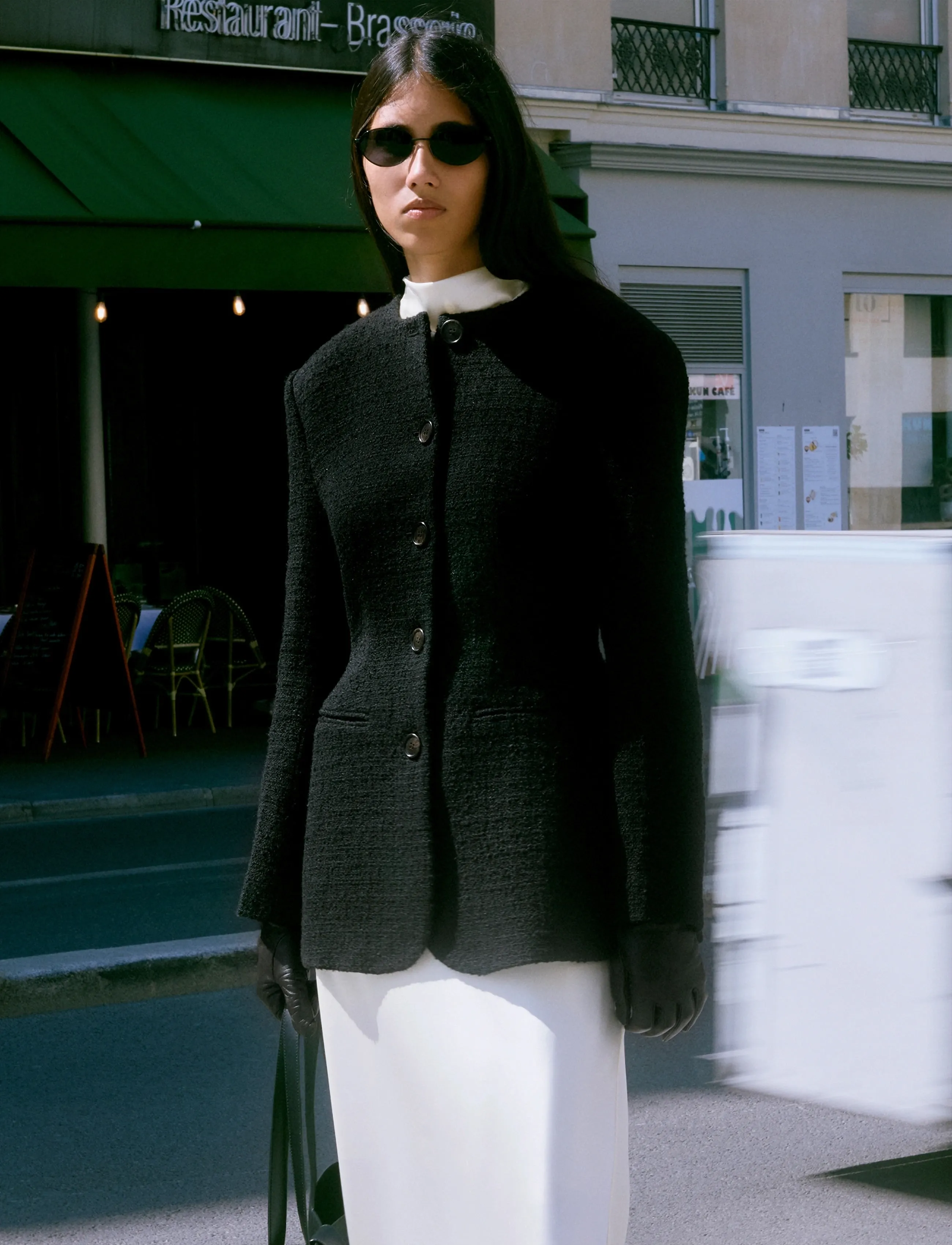 Malina - Carol fitted round neck blazer - blazers à fermeture droite - black - 4