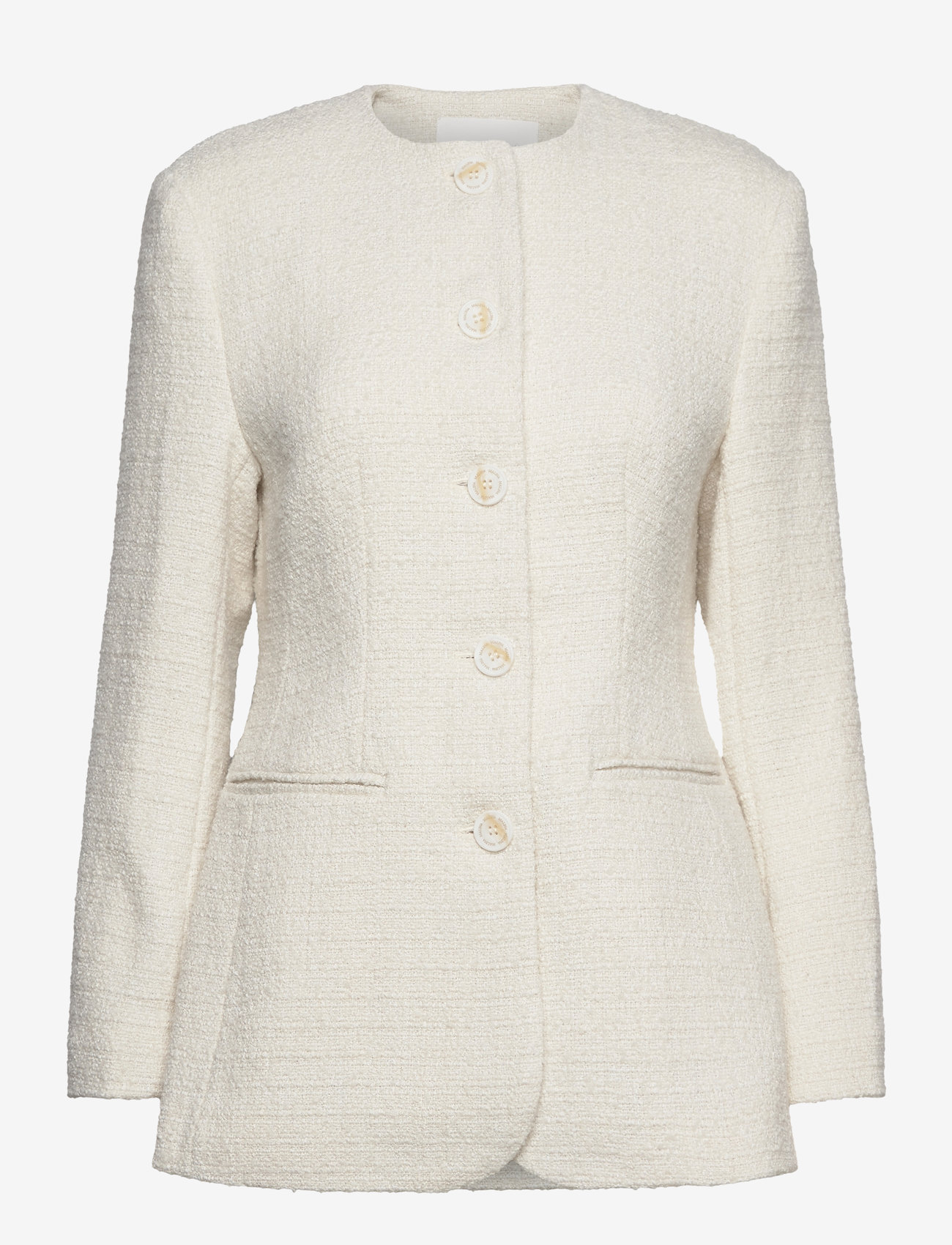 Malina - Carol fitted round neck blazer - enkelknäppta kavajer - cream - 1